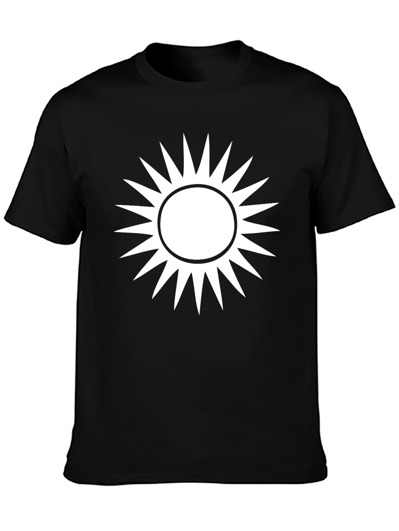 Black Tee with White Sunburst Graphic