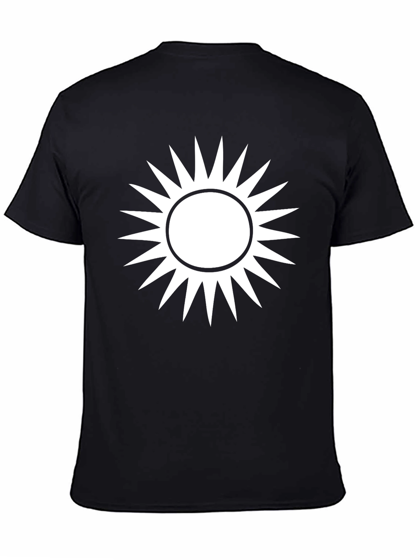 Black Tee with White Sunburst Graphic