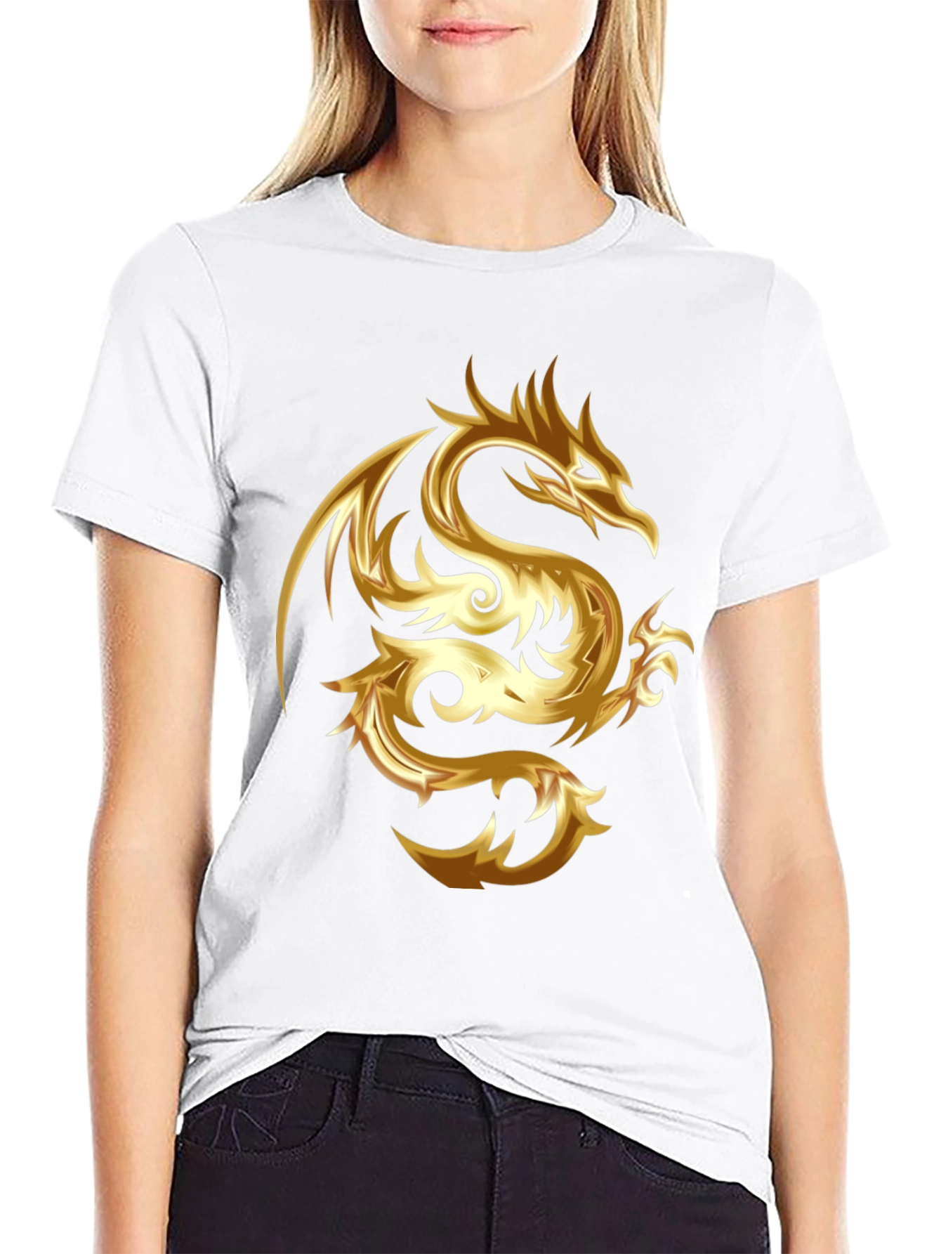 Golden Dragon Graphic Black T-Shirt