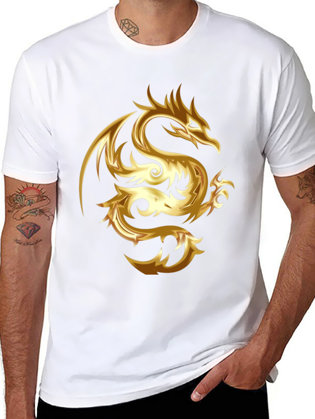 Golden Dragon Graphic Black T-Shirt