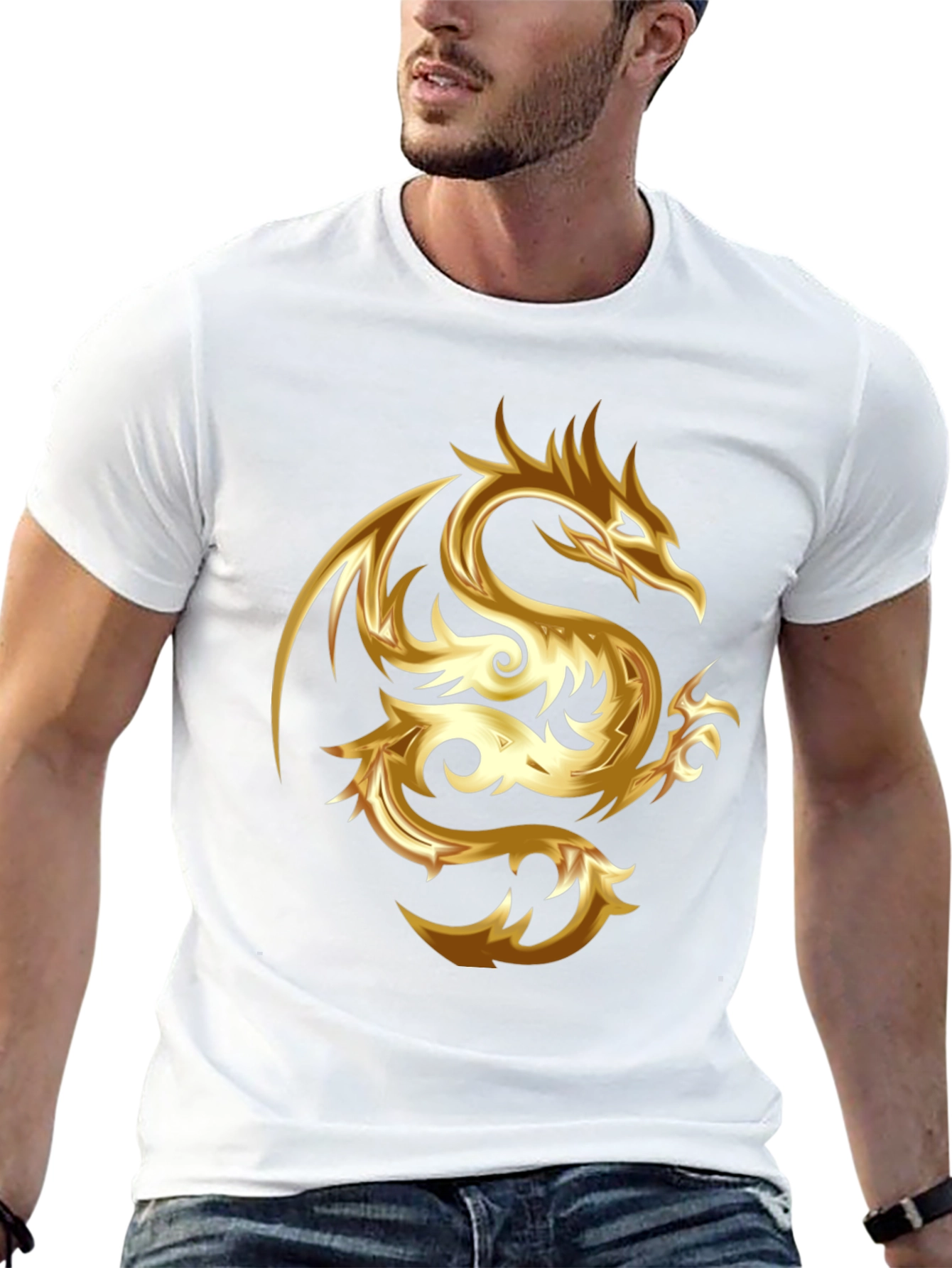 Golden Dragon Graphic Black T-Shirt