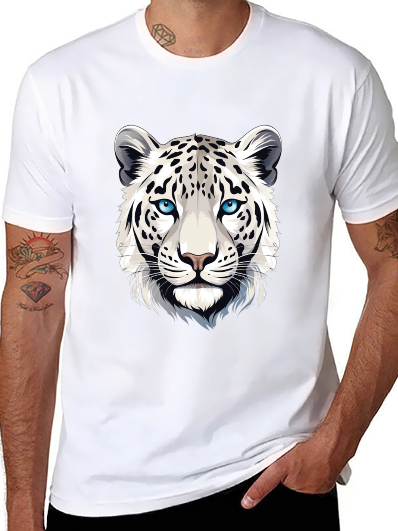 White Tiger Graphic Tee - Cool Animal Design