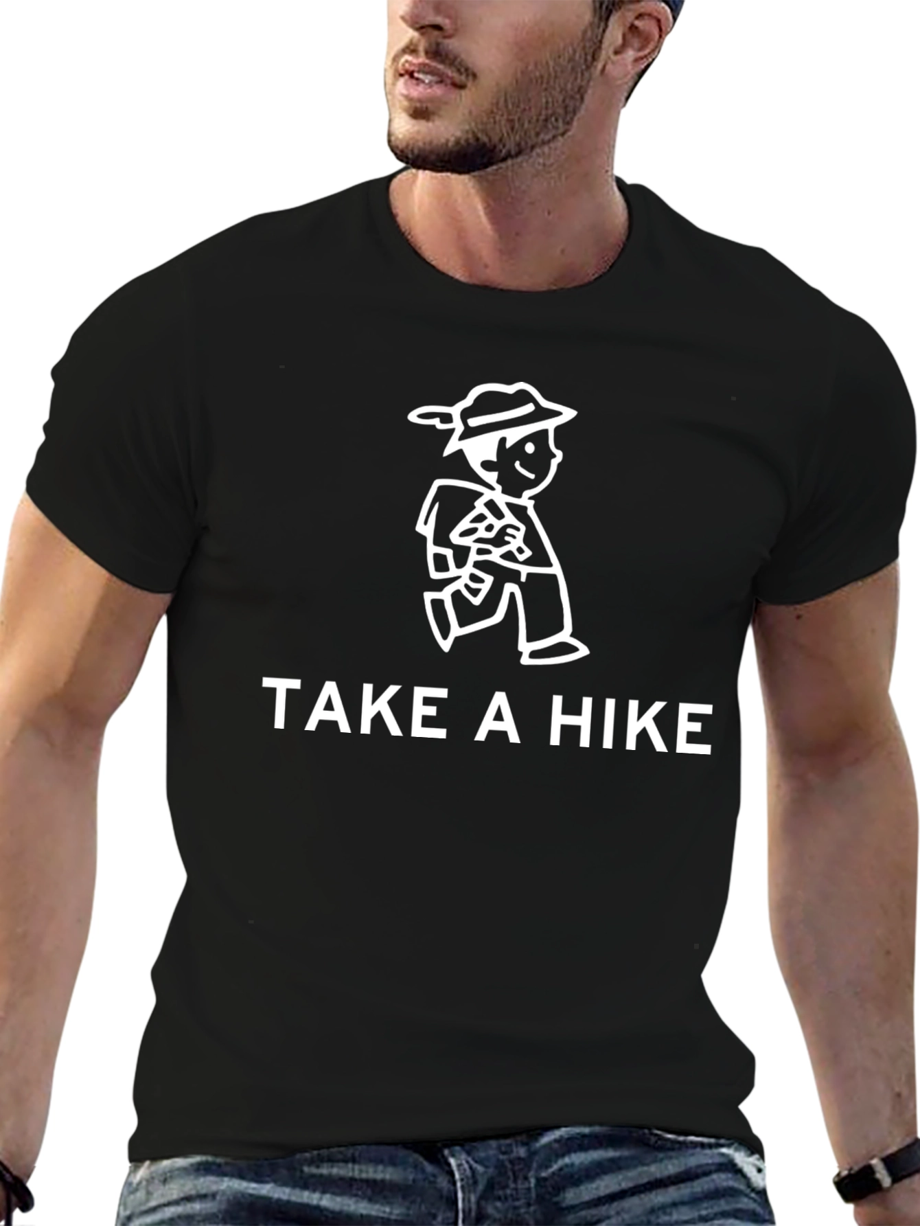 Take A Hike Graphic Tee - Black Cotton T-Shirt