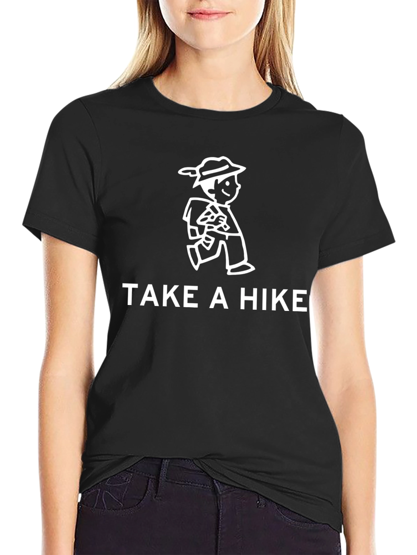 Take A Hike Graphic Tee - Black Cotton T-Shirt