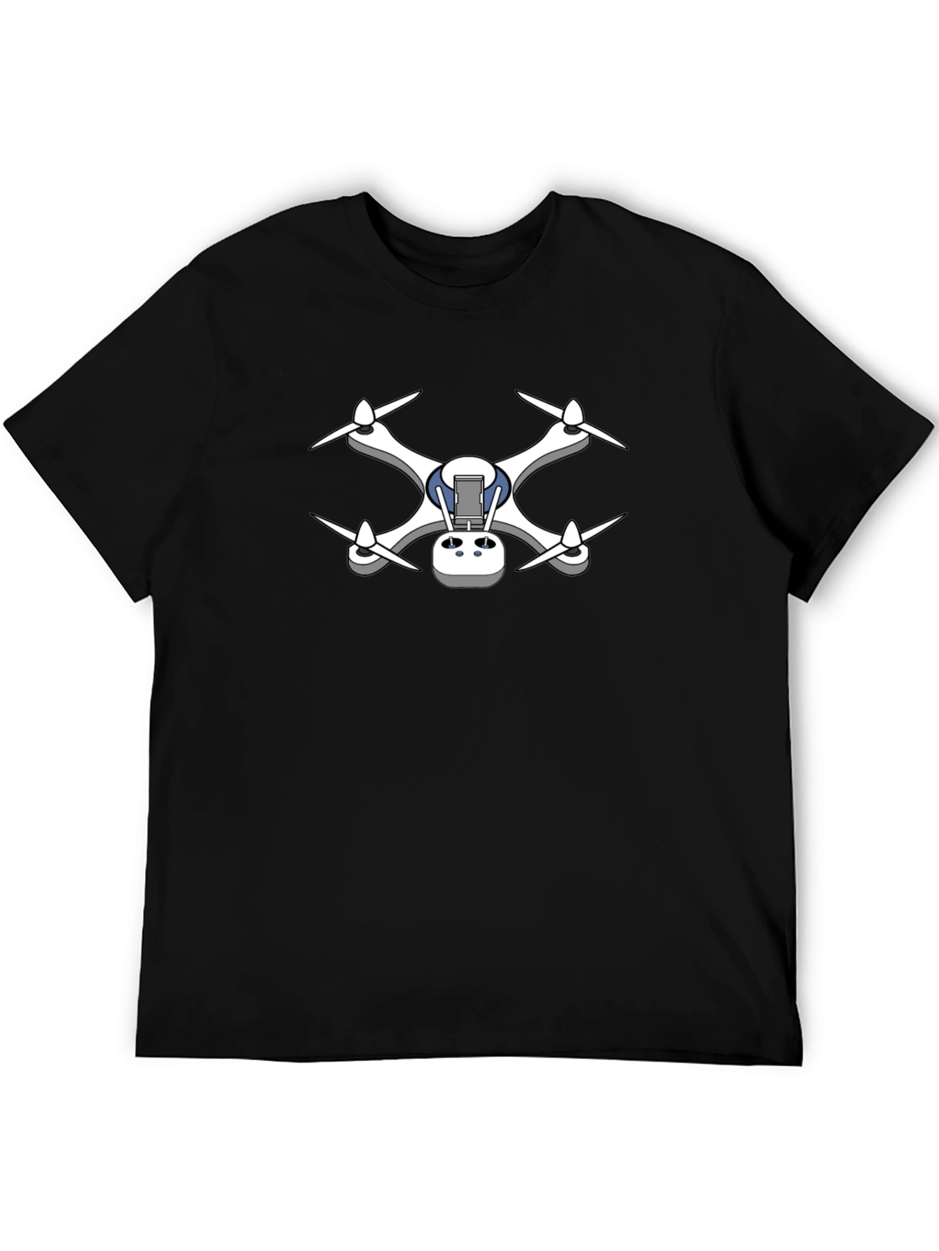 Drone Graphic Tee - Black Cotton T-Shirt