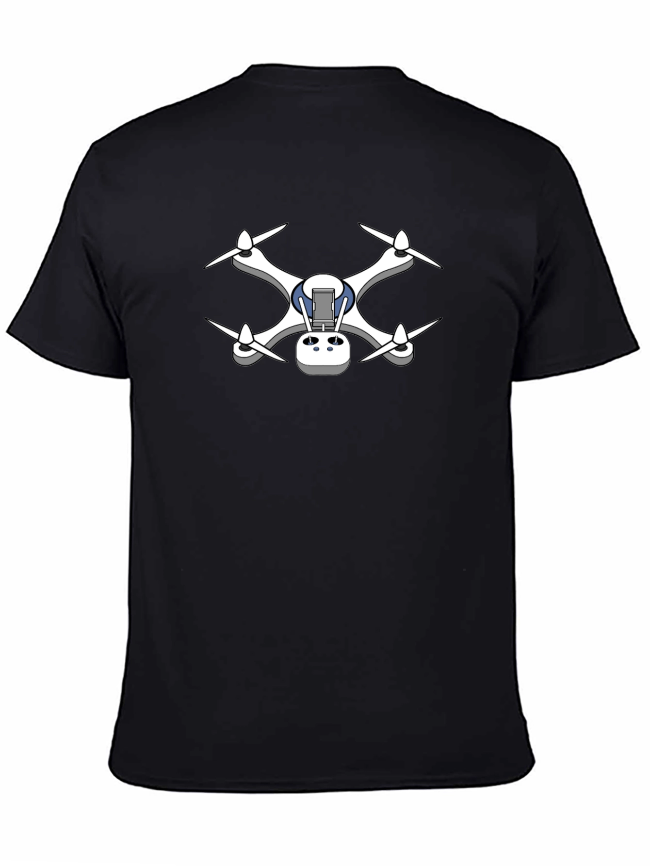 Drone Graphic Tee - Black Cotton T-Shirt
