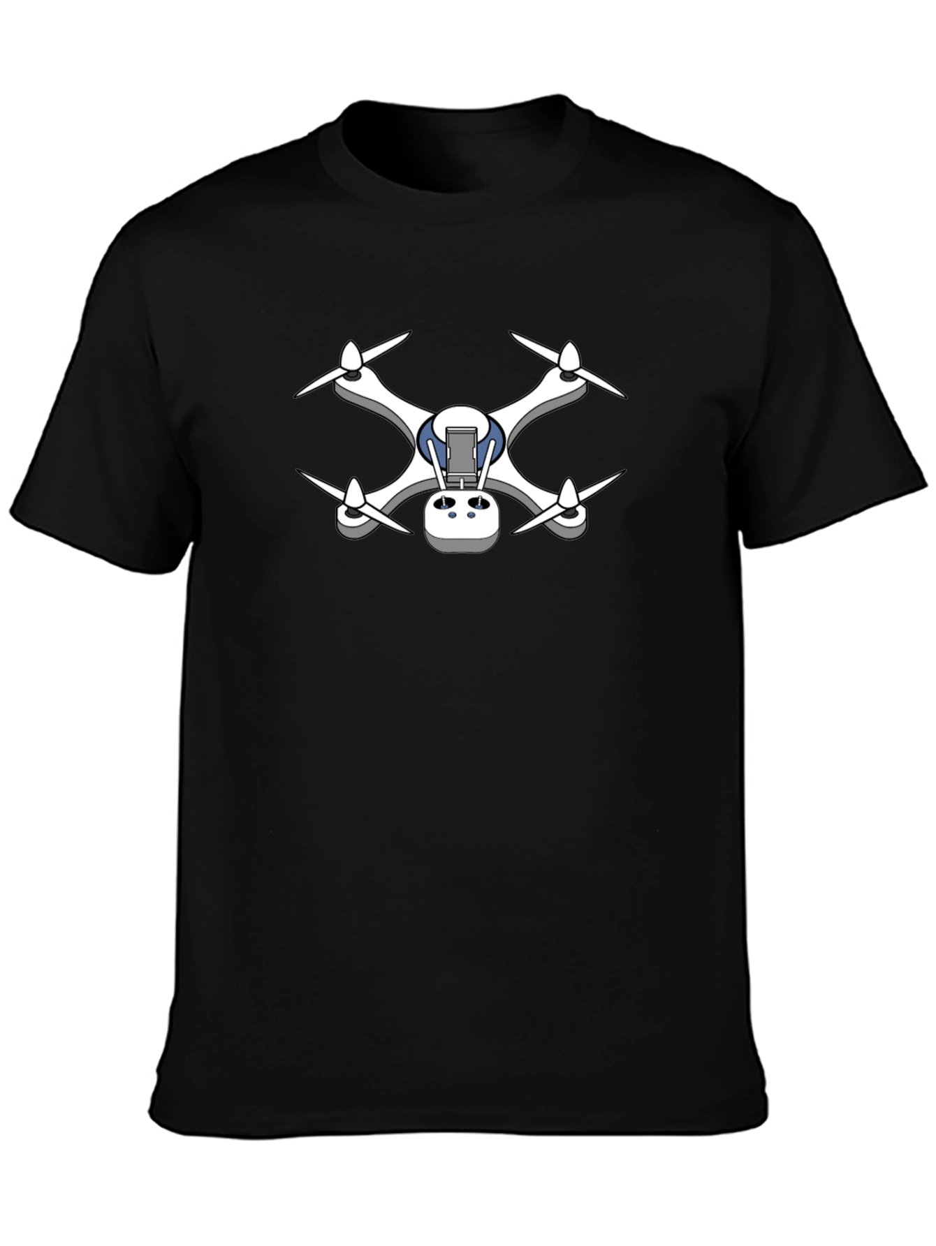 Drone Graphic Tee - Black Cotton T-Shirt