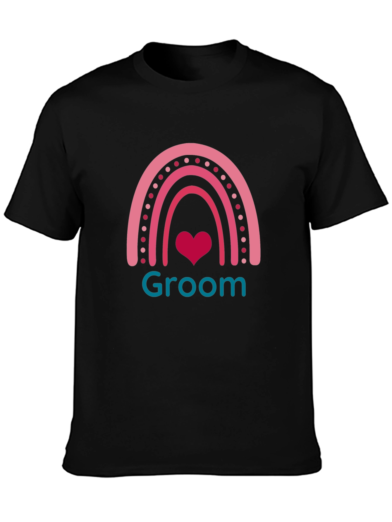 Groom Rainbow Heart Graphic Tee - Black