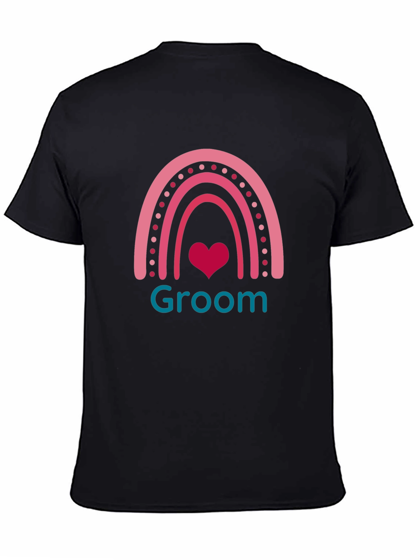 Groom Rainbow Heart Graphic Tee - Black