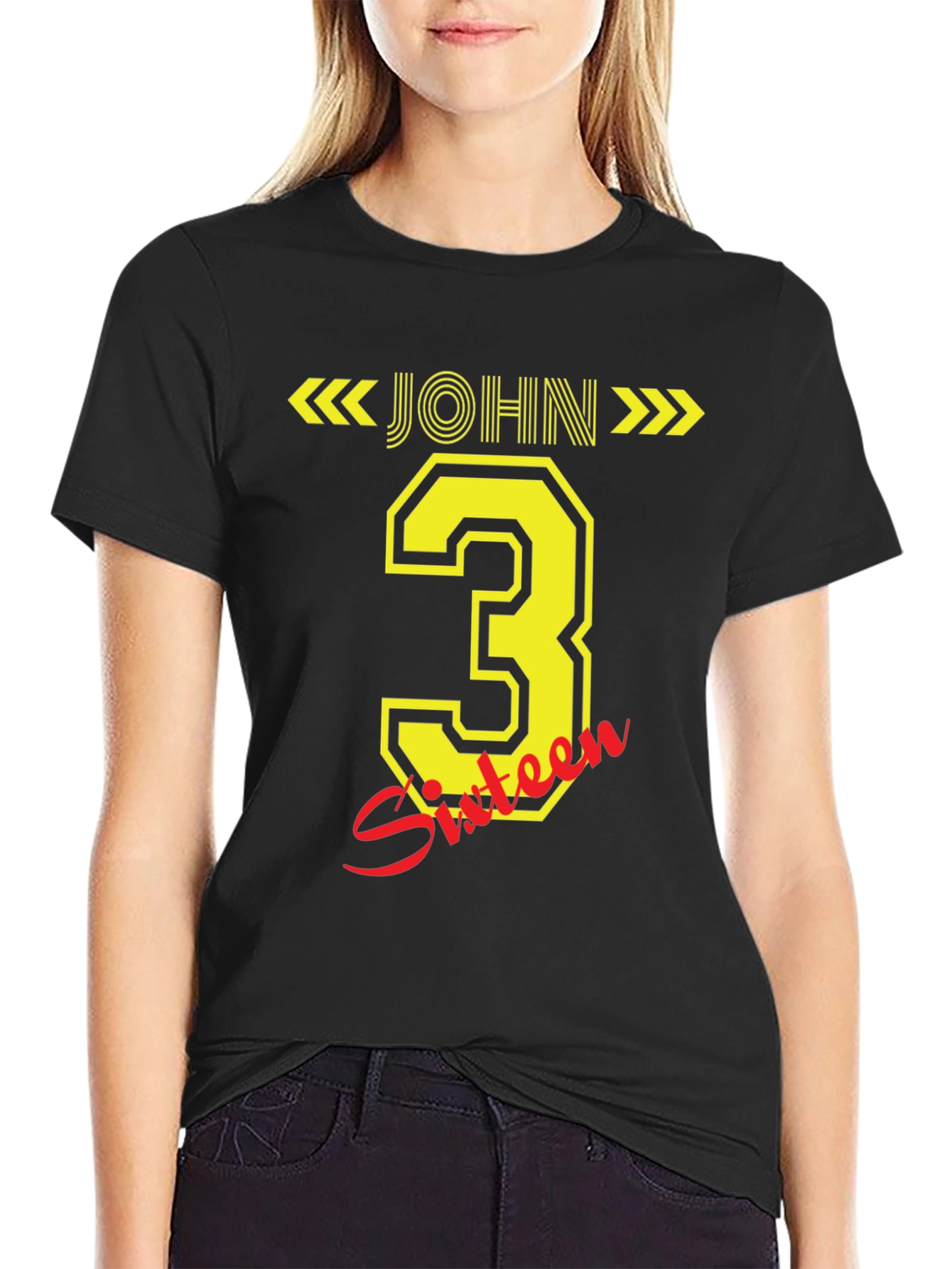 John 3:16 T-Shirt - Black Cotton Blend Casual Wear