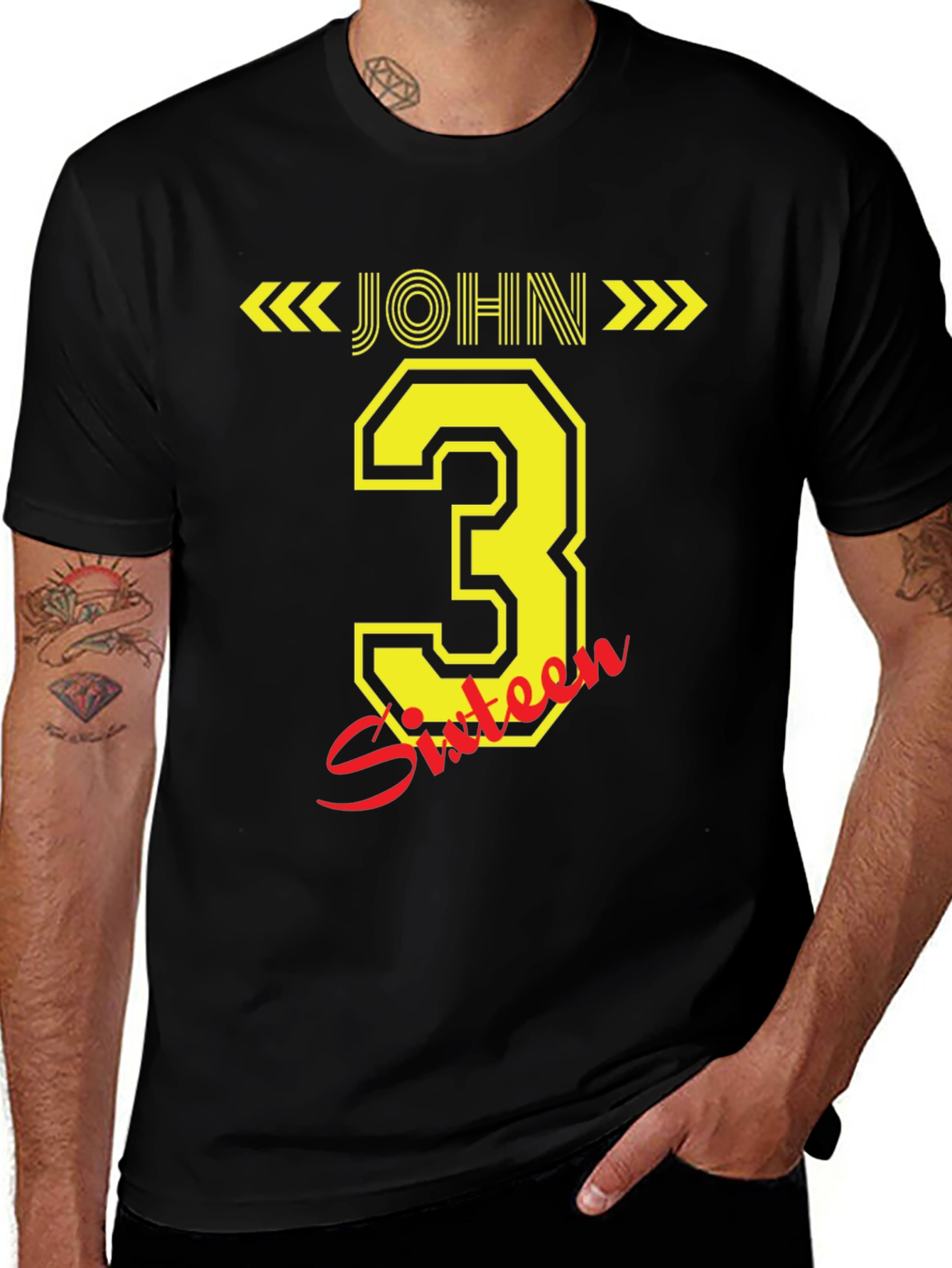 John 3:16 T-Shirt - Black Cotton Blend Casual Wear