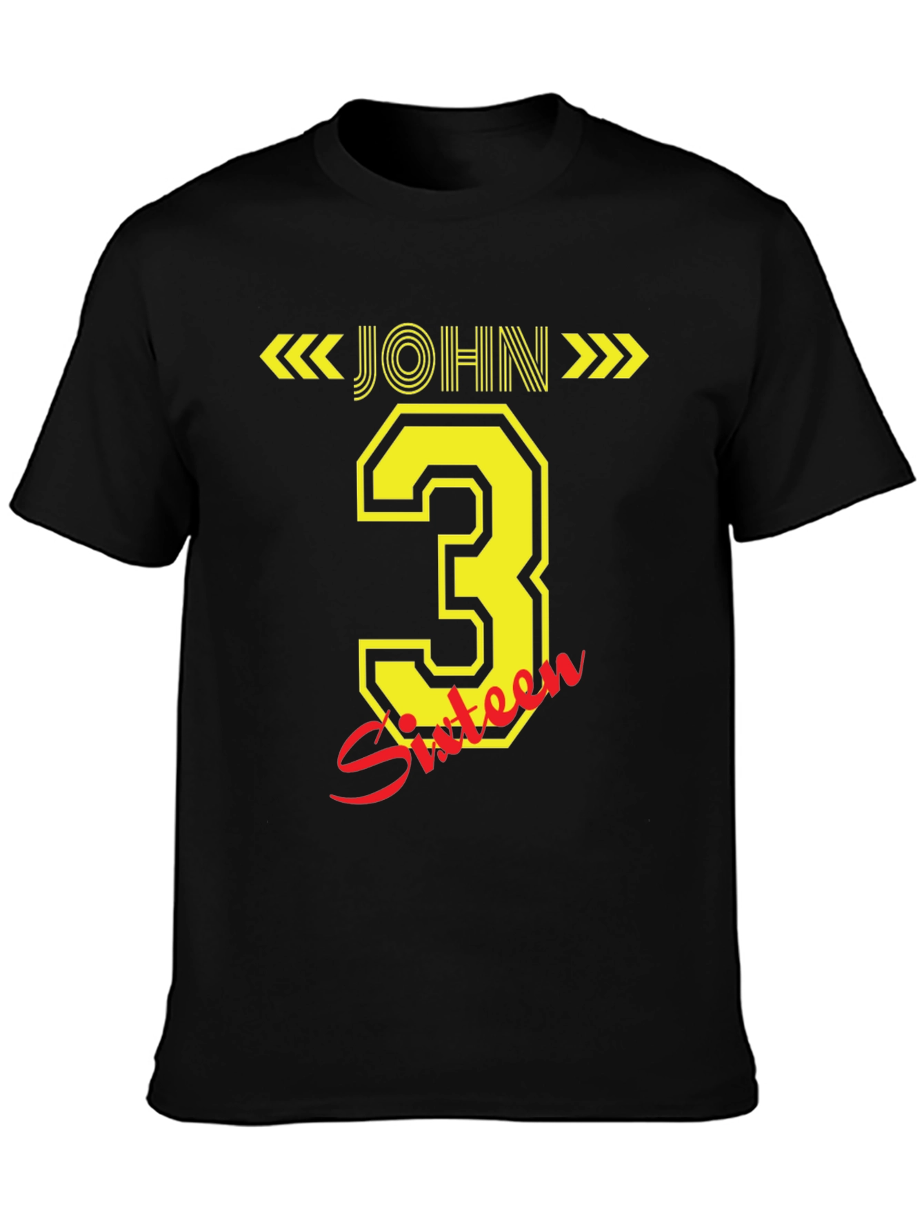 John 3:16 T-Shirt - Black Cotton Blend Casual Wear