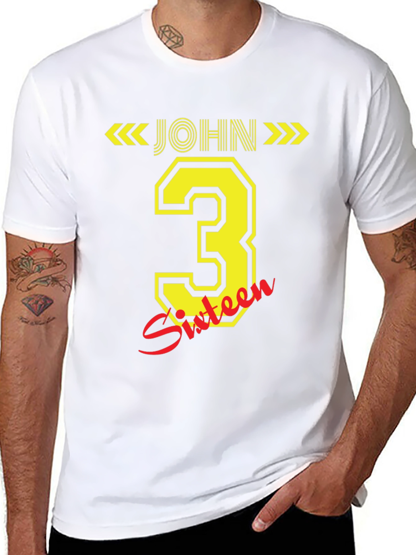 John 3:16 T-Shirt - Black Cotton Blend Casual Wear