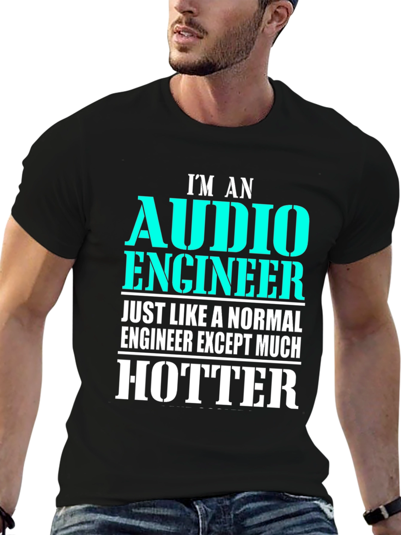 Audio Engineer Hotter Black T-Shirt Funny Gift
