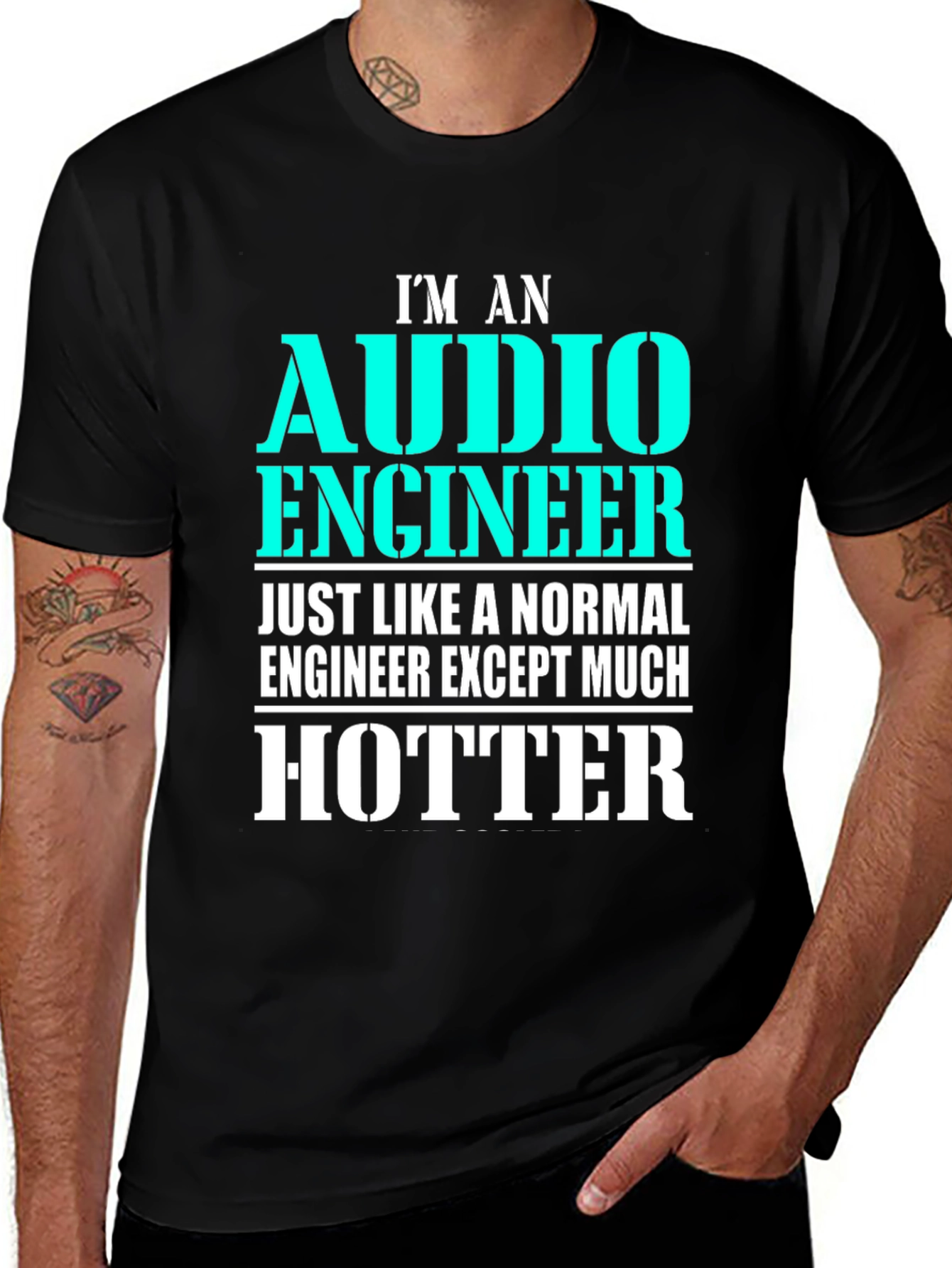 Audio Engineer Hotter Black T-Shirt Funny Gift