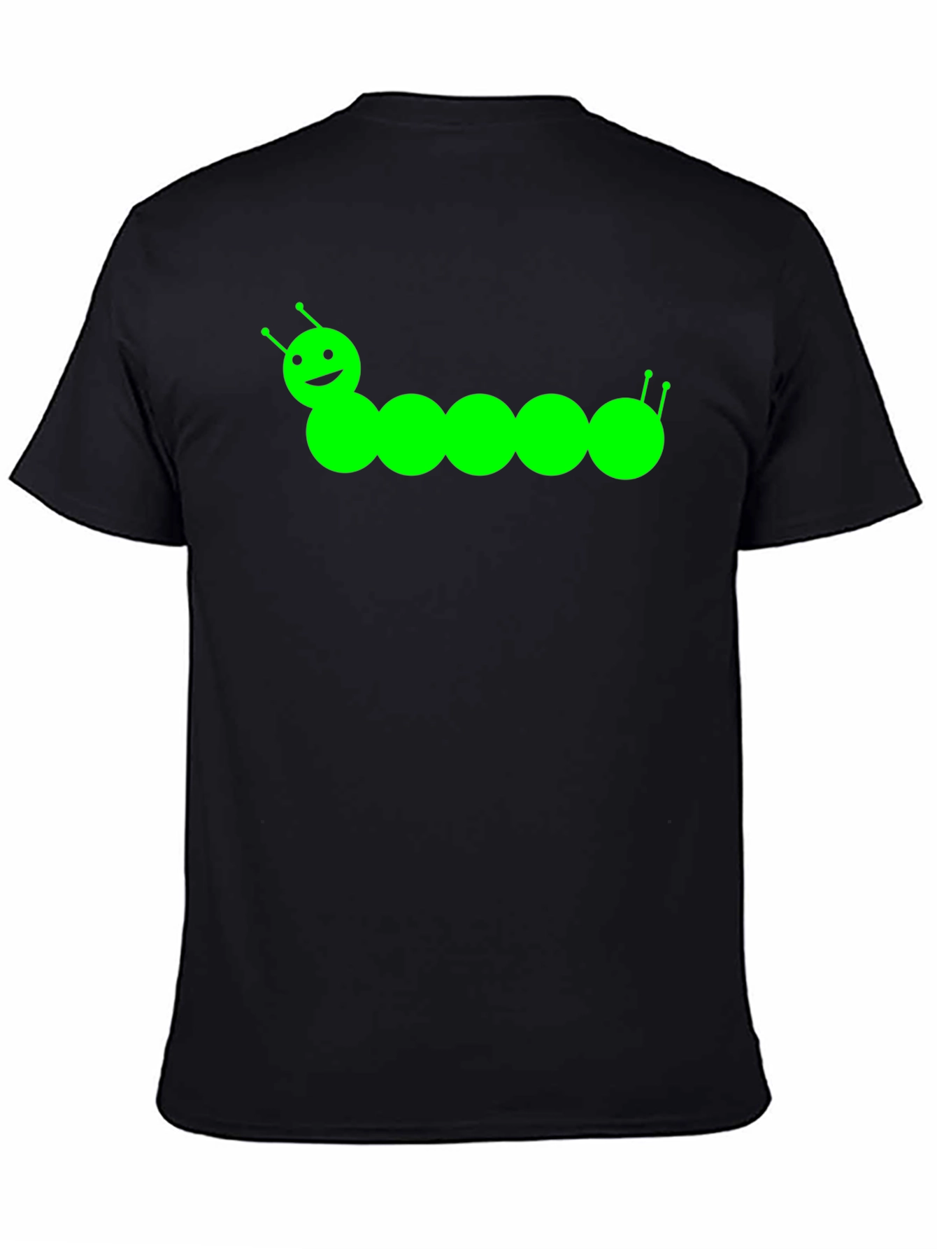 Cute Caterpillar Graphic Tee - Black Cotton T-Shirt