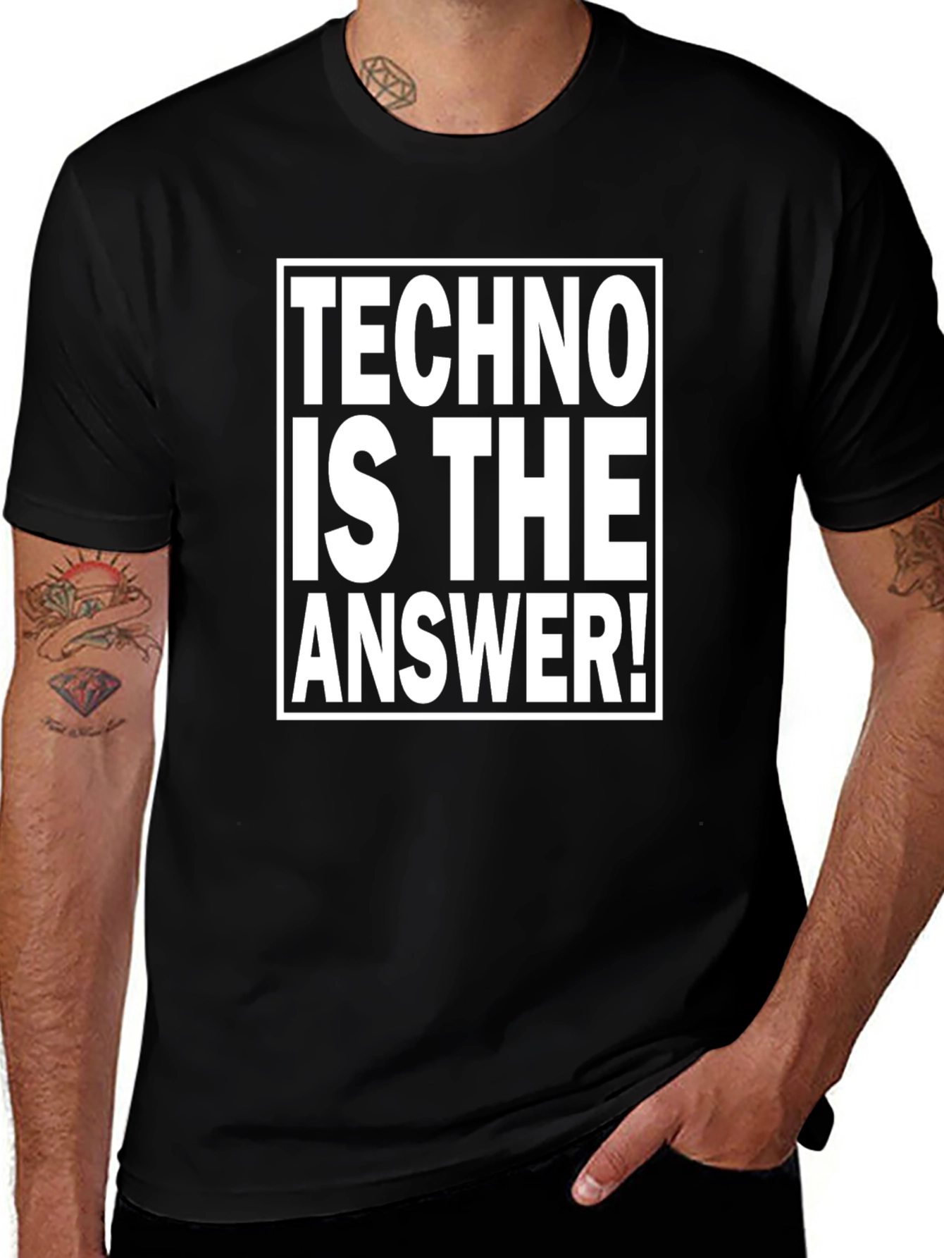 Techno Is The Answer! Black T-Shirt