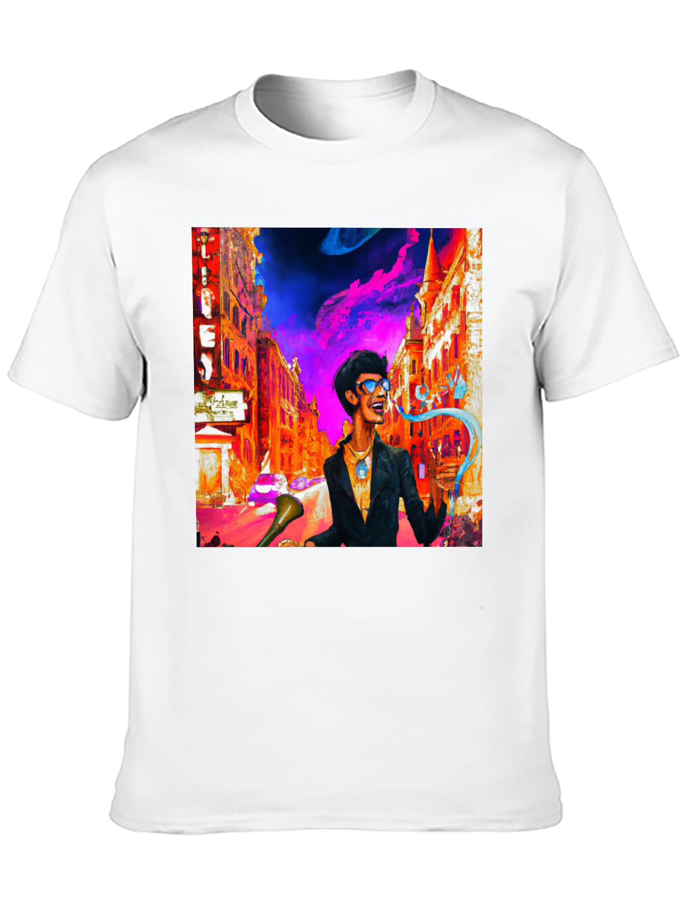 Funky Cityscape Graphic Tee - Vibrant Art Print