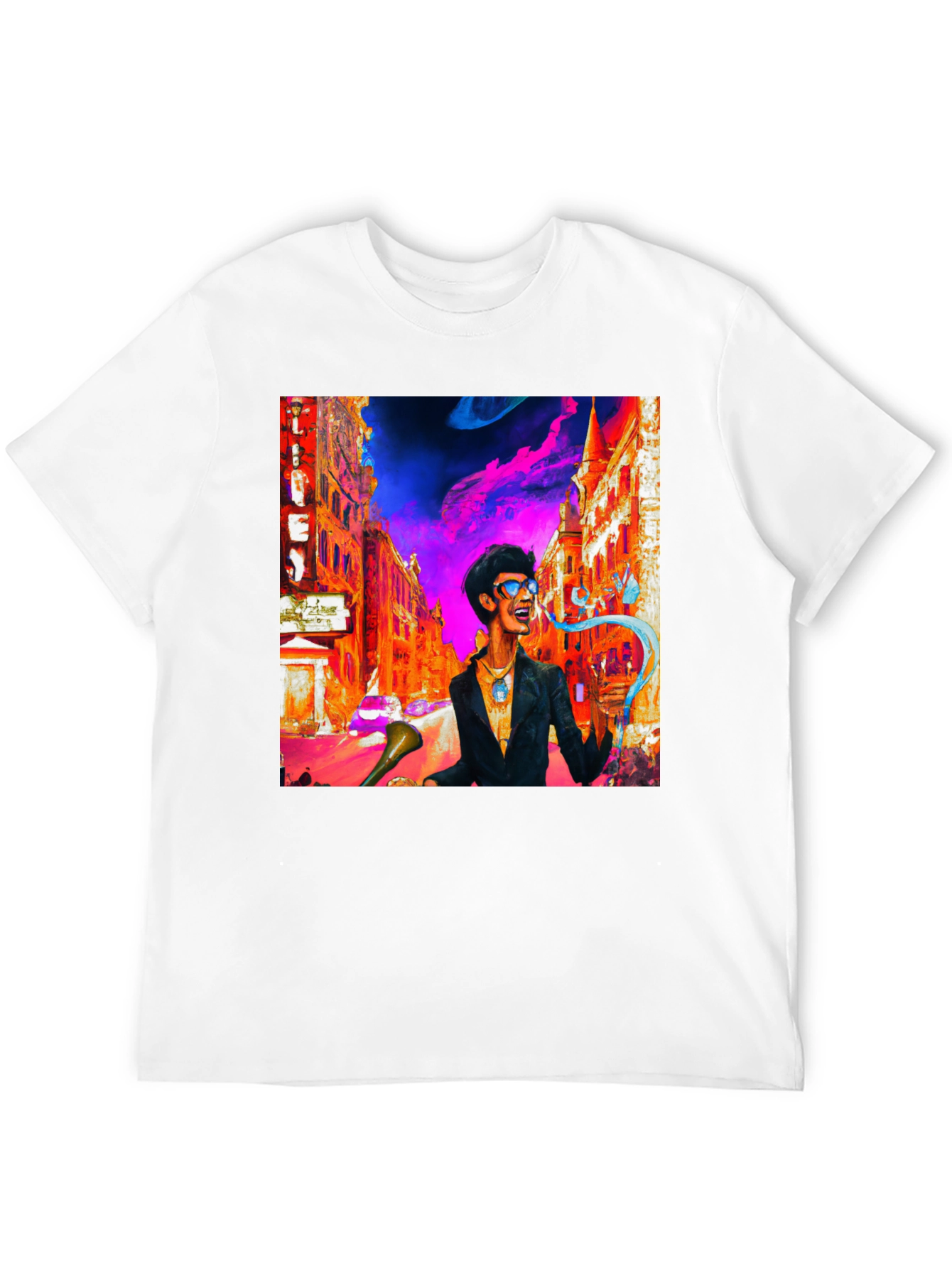 Funky Cityscape Graphic Tee - Vibrant Art Print