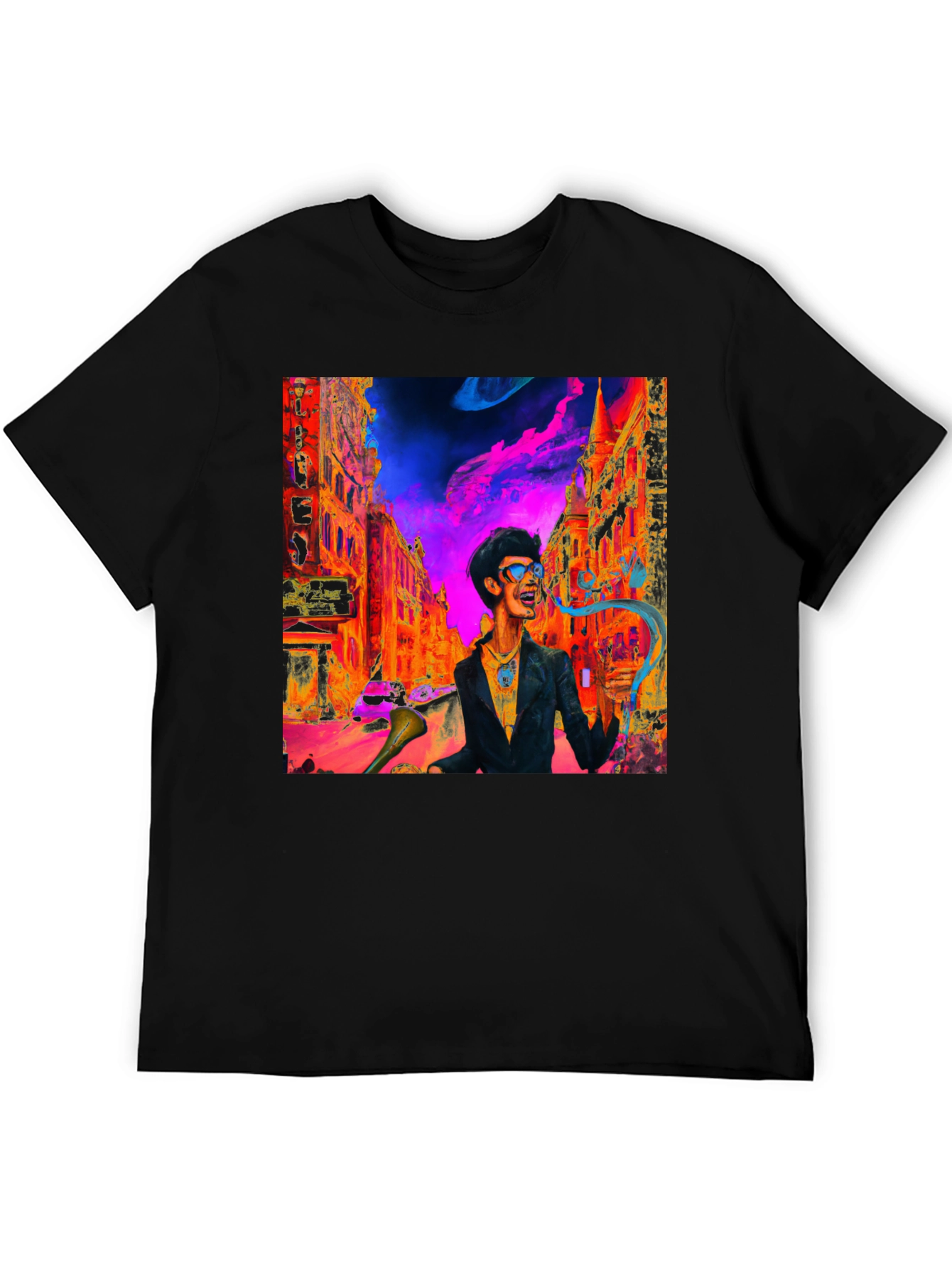 Funky Cityscape Graphic Tee - Vibrant Art Print