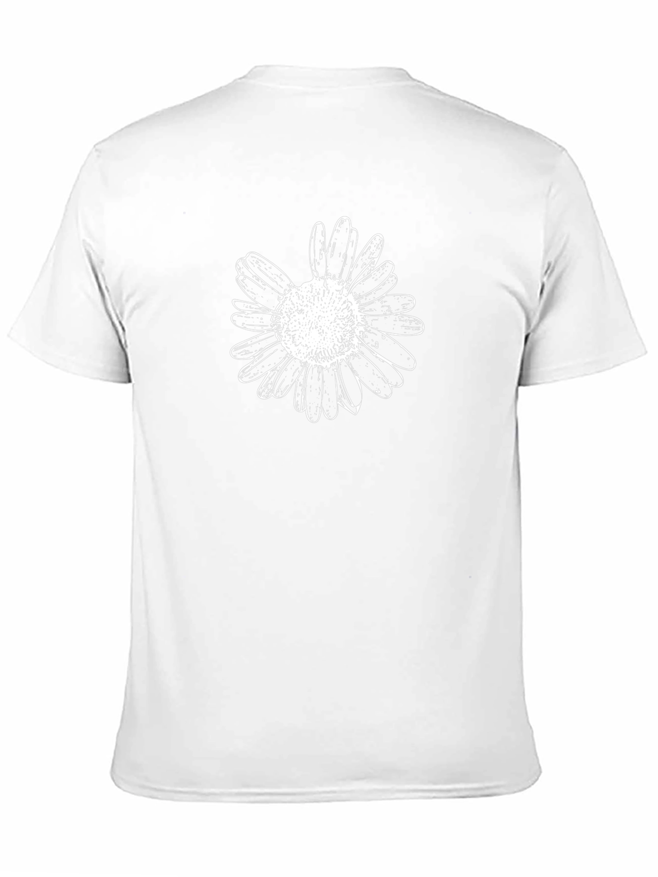 Black Tee with White Daisy Graphic Print