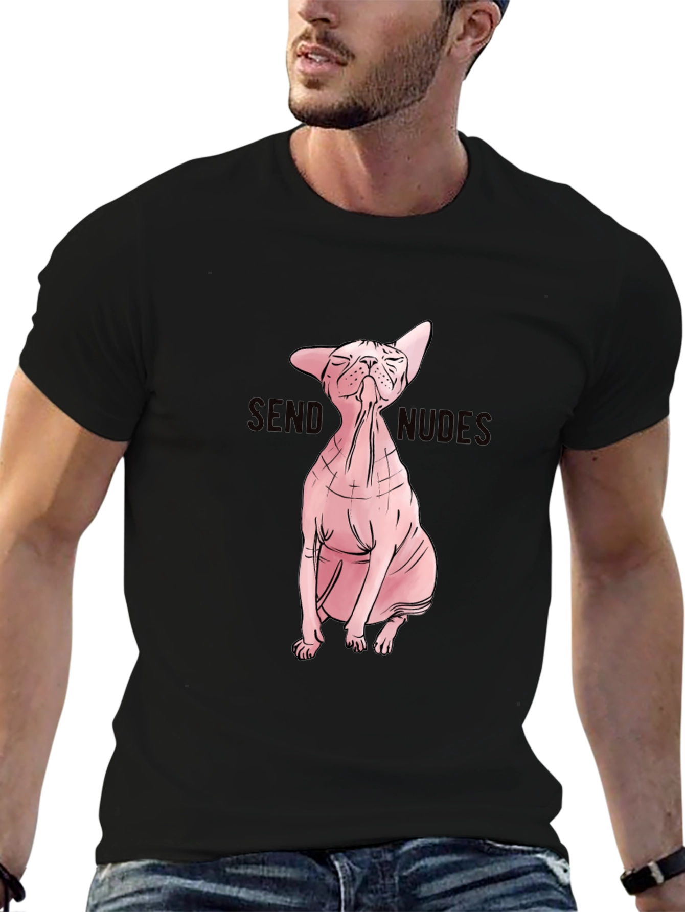 Send Nudes Sphynx Cat Graphic T-Shirt