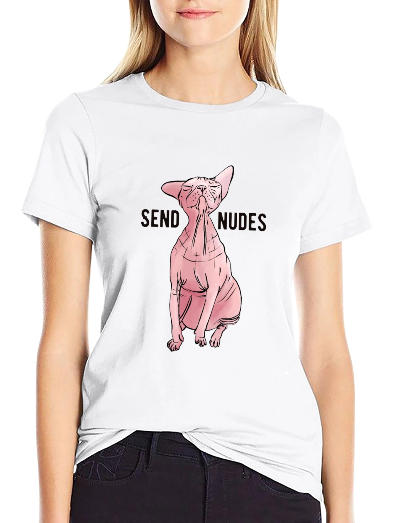 Send Nudes Sphynx Cat Graphic T-Shirt