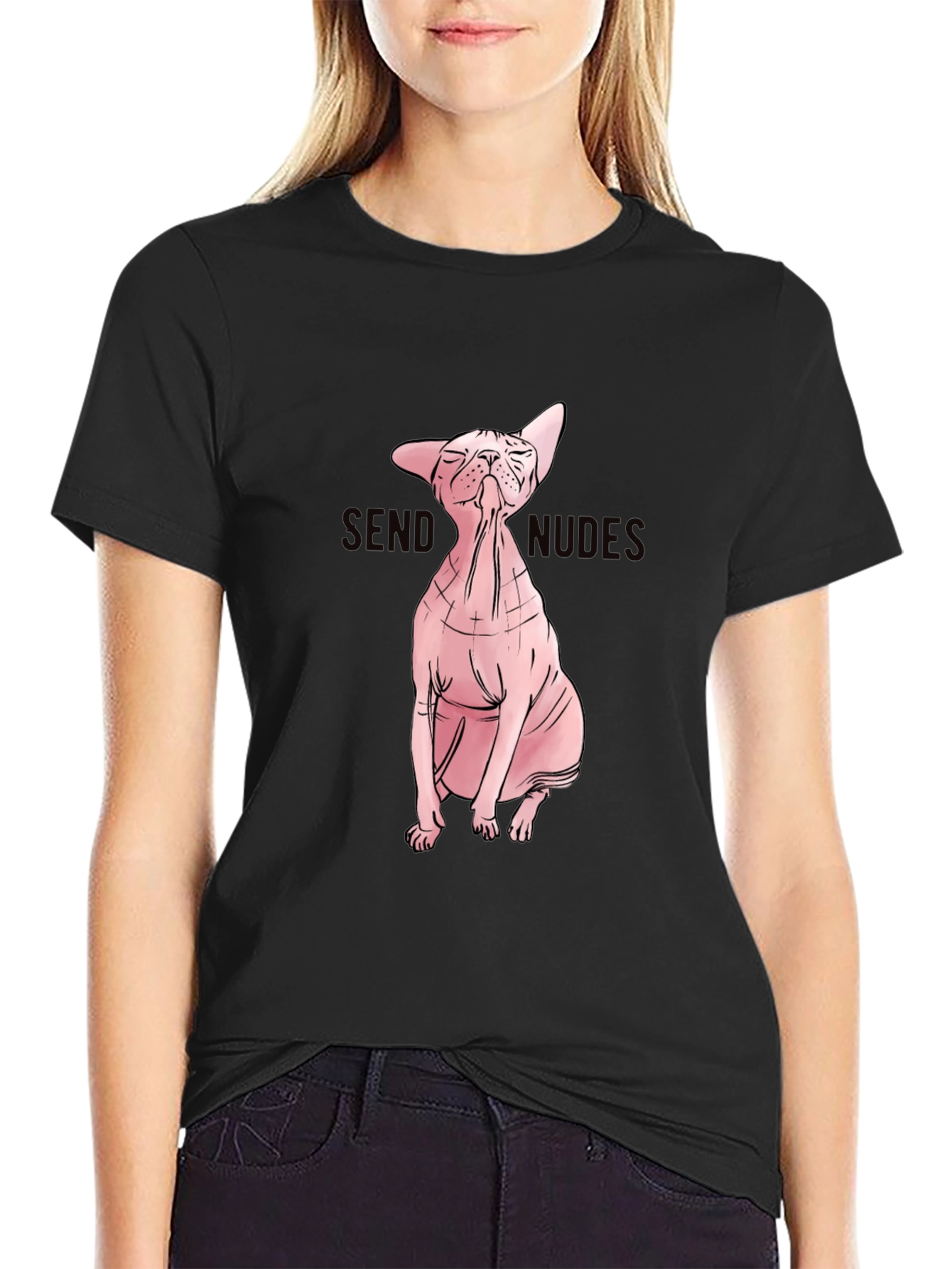 Send Nudes Sphynx Cat Graphic T-Shirt