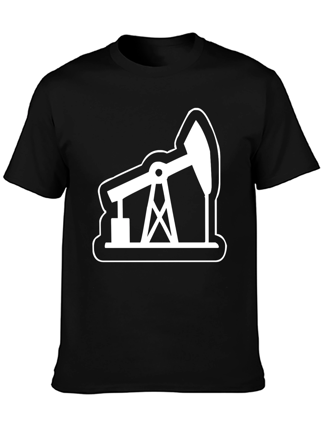 Oil Rig Graphic Tee - Black Cotton T-Shirt