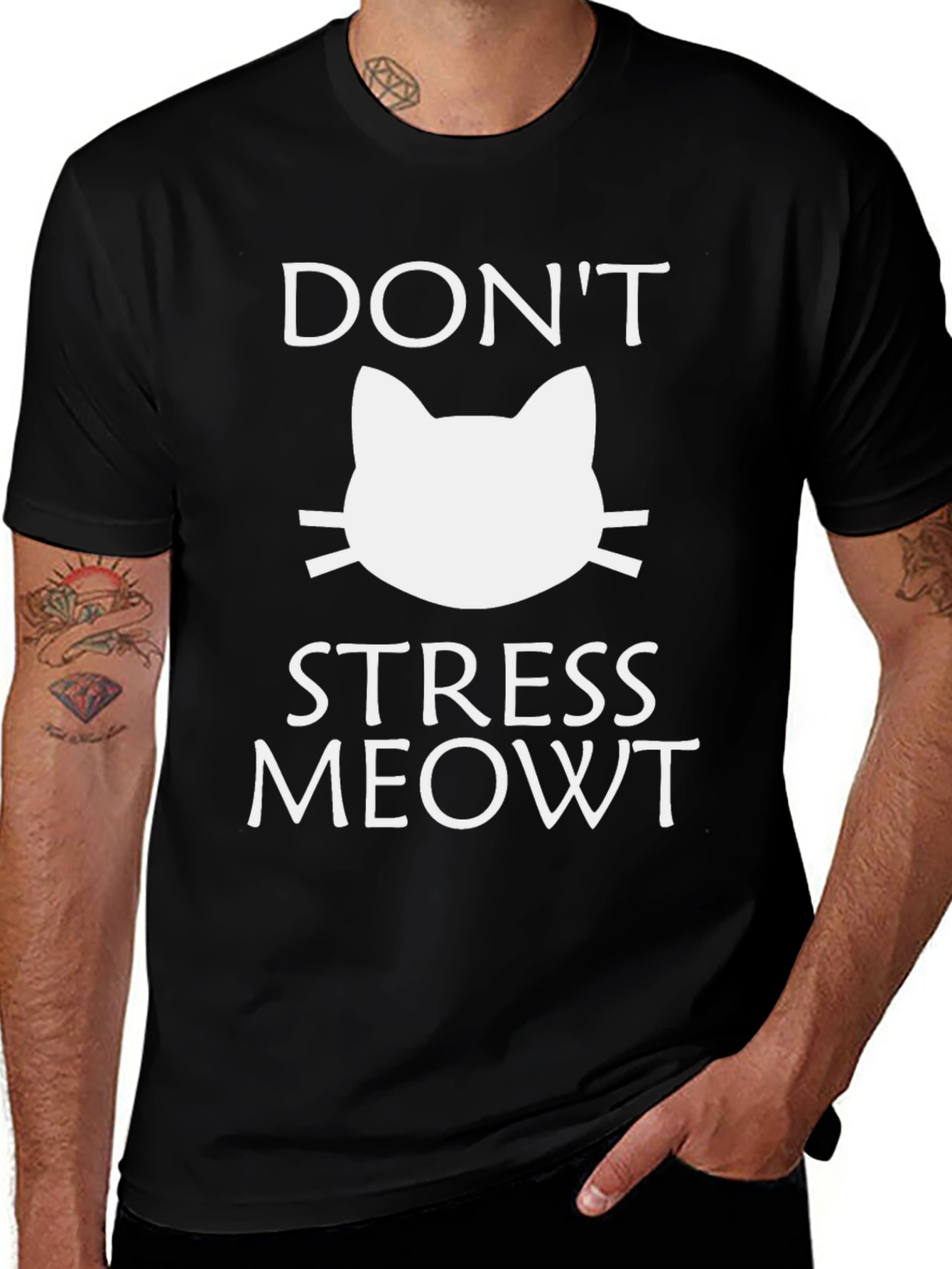 Dont Stress Meowt Black Graphic Tee