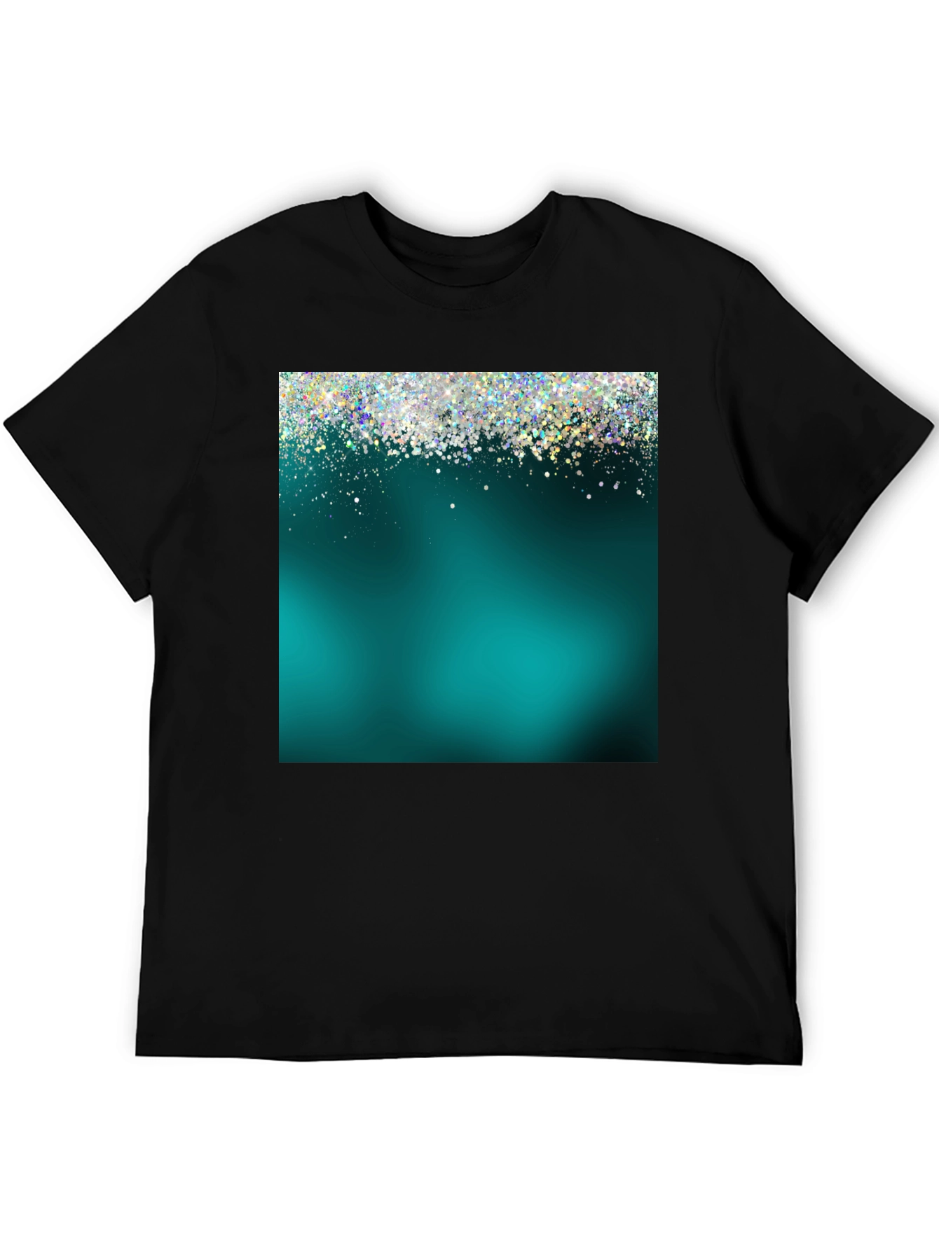 Teal Glitter Sparkle Graphic T-Shirt