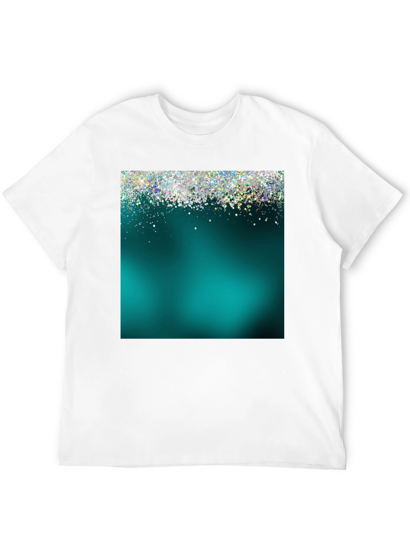 Teal Glitter Sparkle Graphic T-Shirt