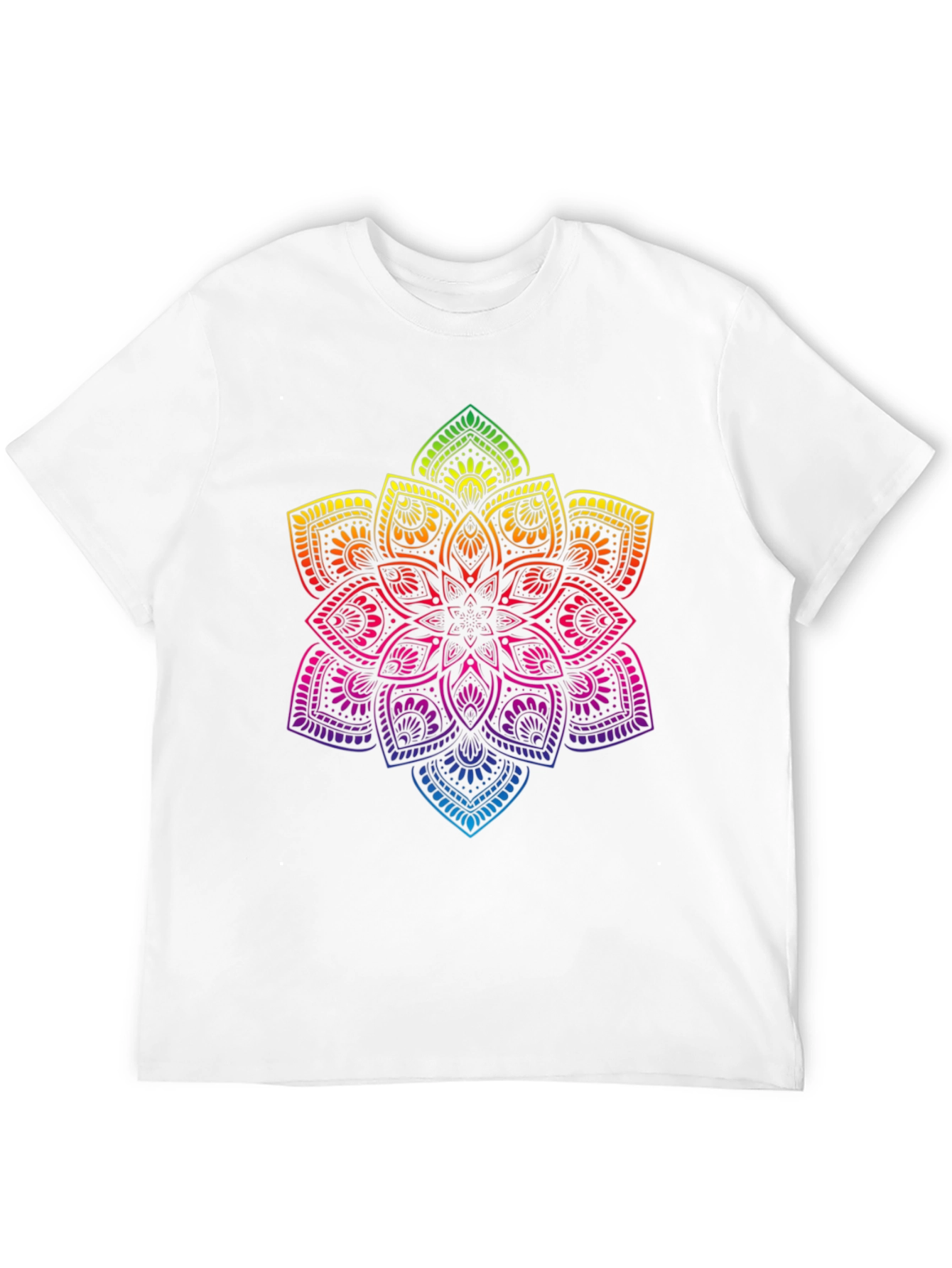 Rainbow Mandala Graphic Print Black T-Shirt