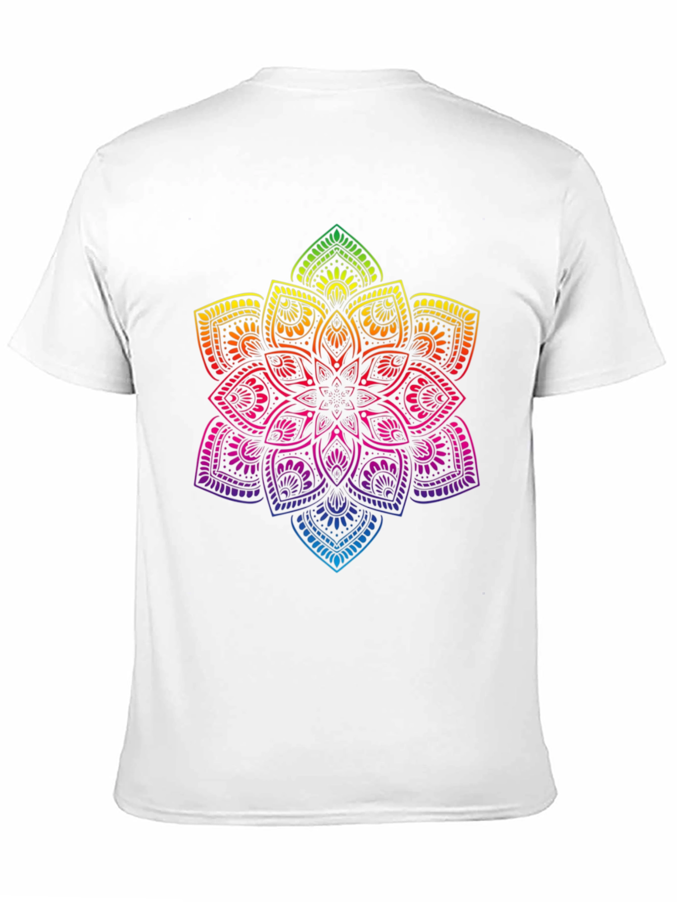Rainbow Mandala Graphic Print Black T-Shirt