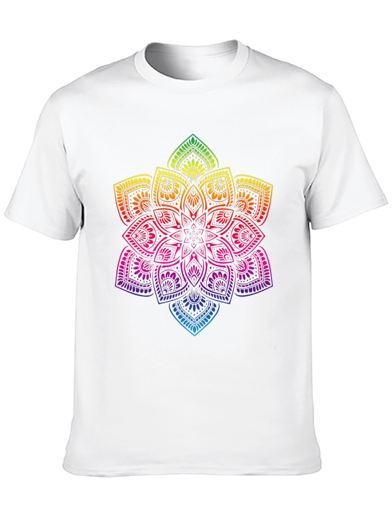 Rainbow Mandala Graphic Print Black T-Shirt