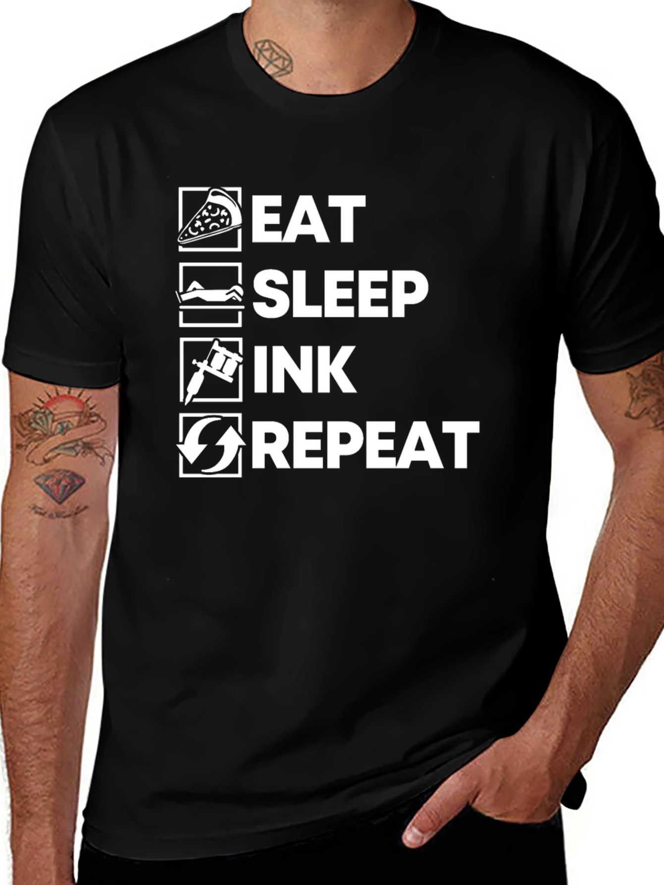 Eat Sleep Ink Repeat Black T-Shirt