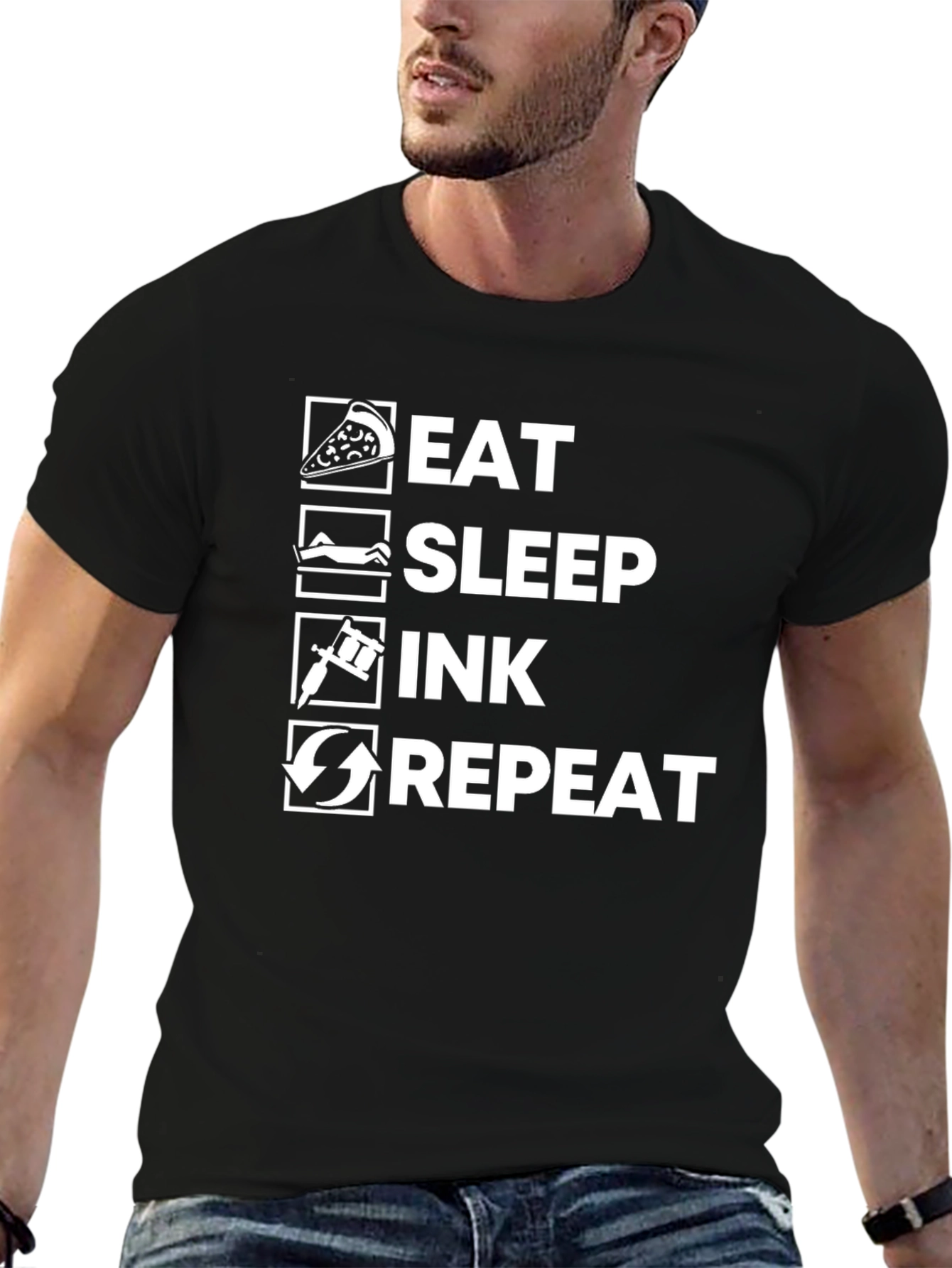 Eat Sleep Ink Repeat Black T-Shirt