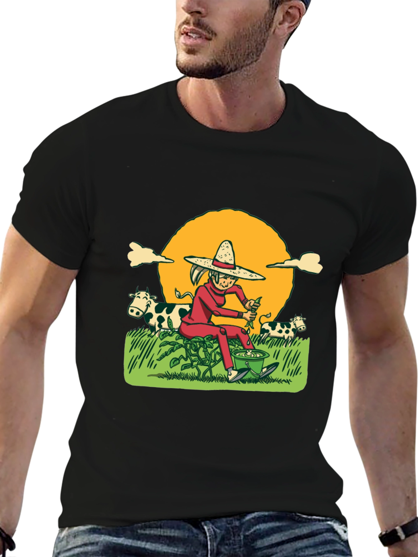 Cartoon Farmer T-Shirt - Unique Graphic Tee