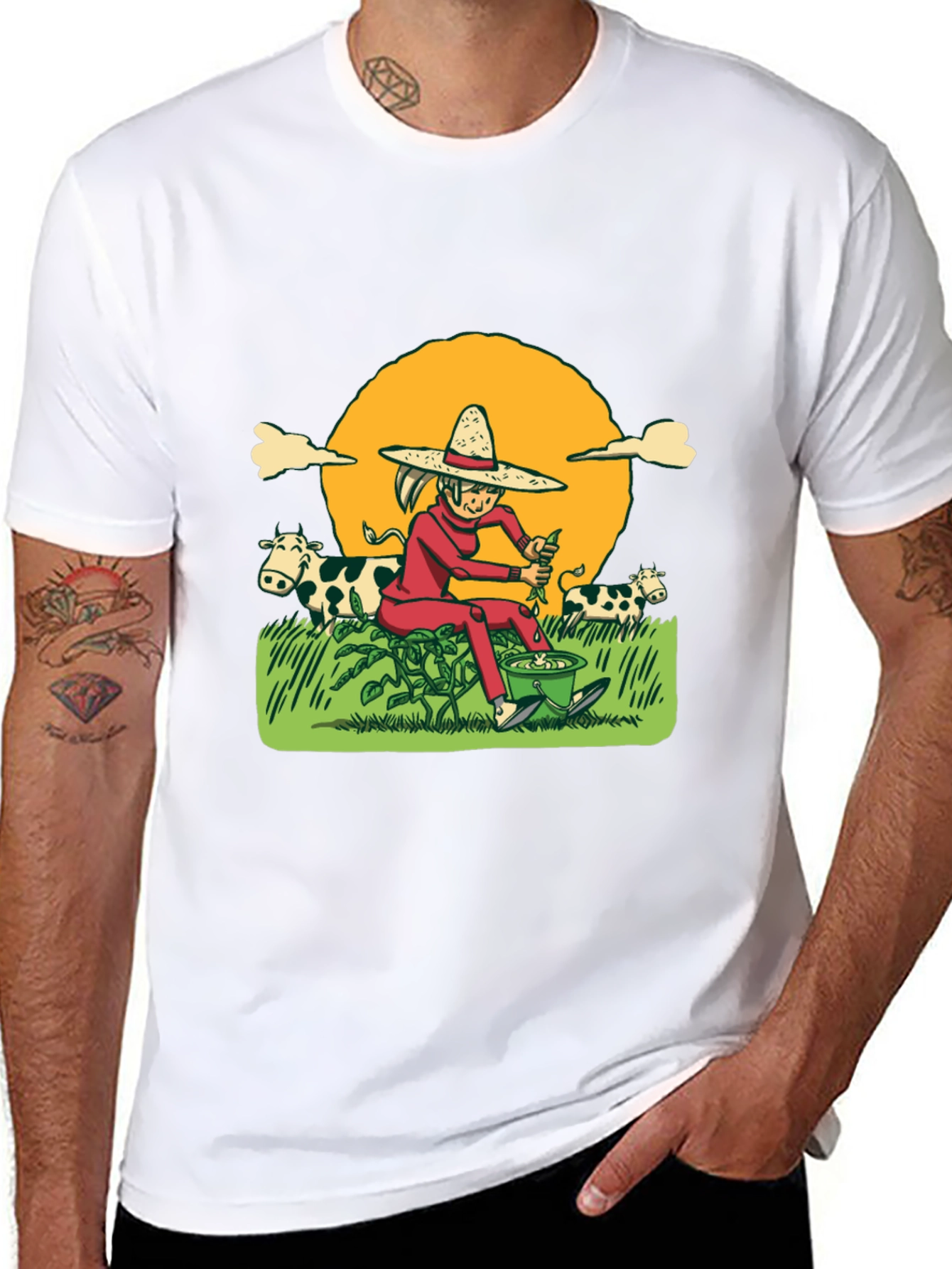 Cartoon Farmer T-Shirt - Unique Graphic Tee