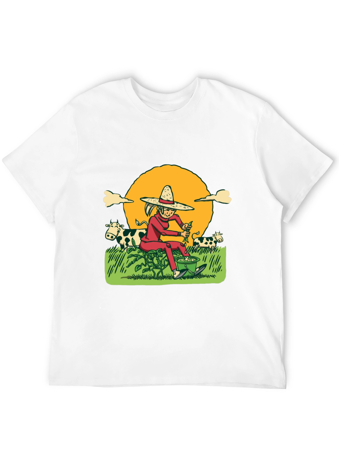 Cartoon Farmer T-Shirt - Unique Graphic Tee