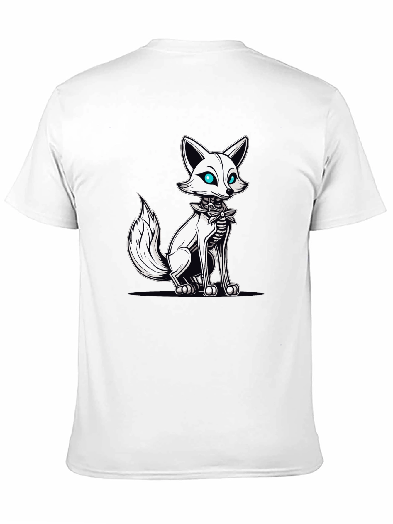 Mens Black T-Shirt with Fox Skeleton Graphic