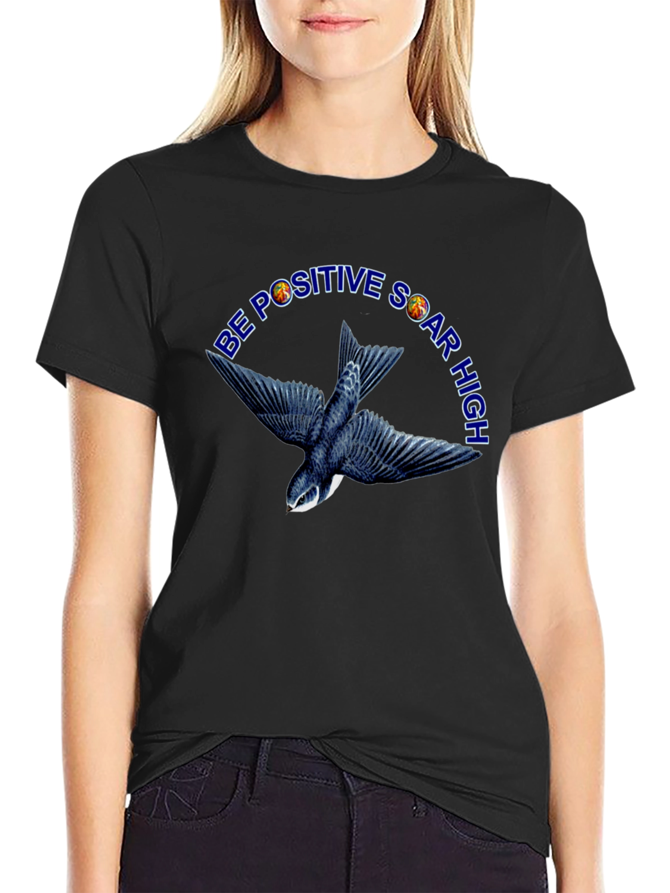 Be Positive Soar High Black T-Shirt