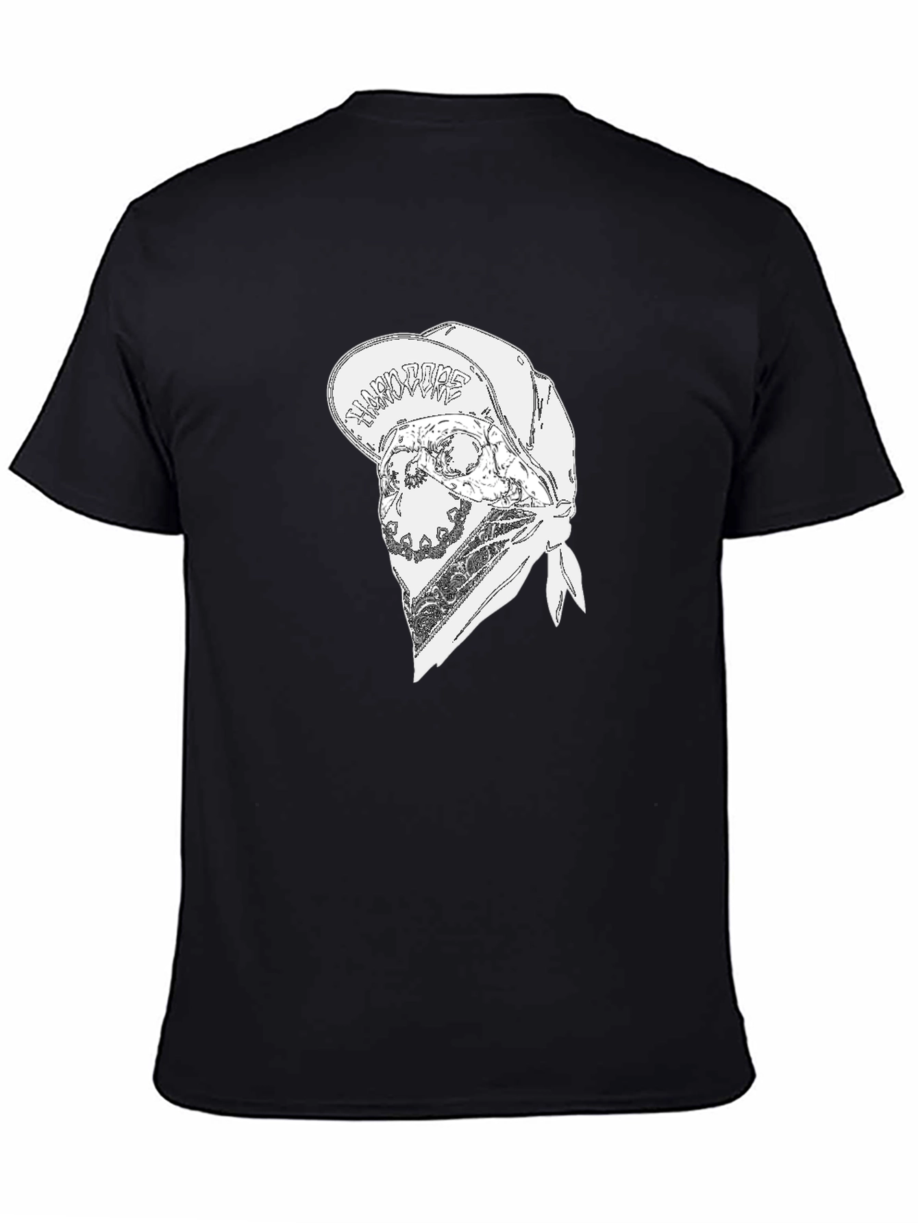 Skull Bandana Graphic Tee - Black
