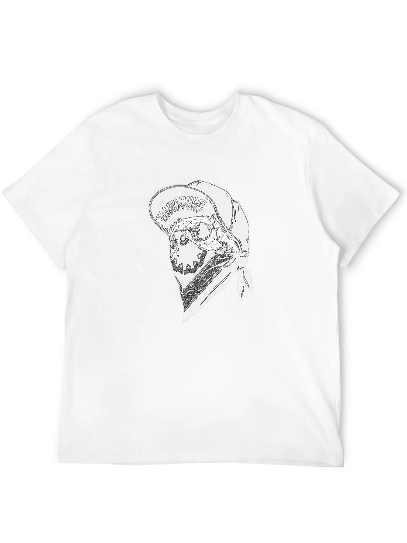 Skull Bandana Graphic Tee - Black