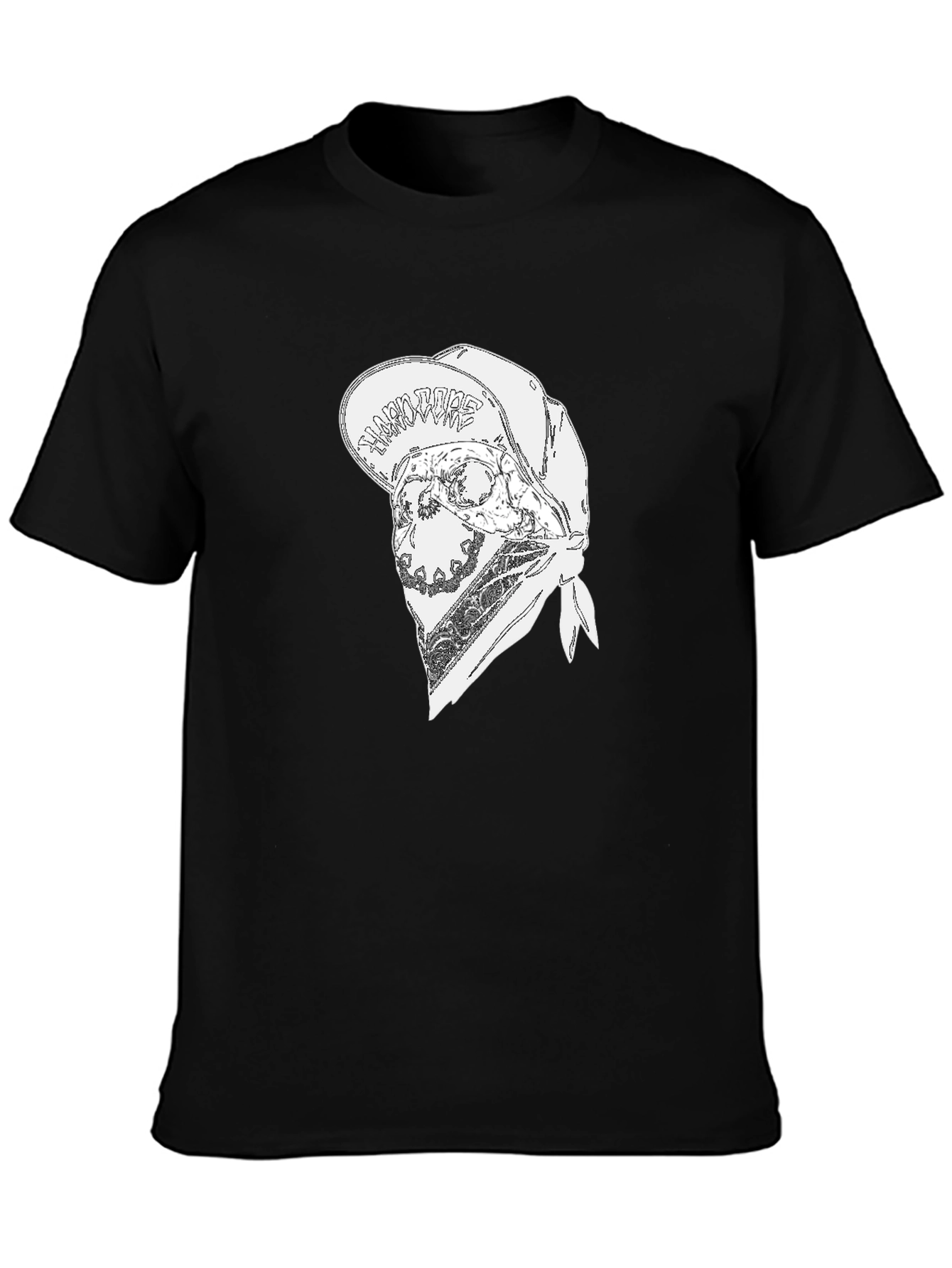 Skull Bandana Graphic Tee - Black