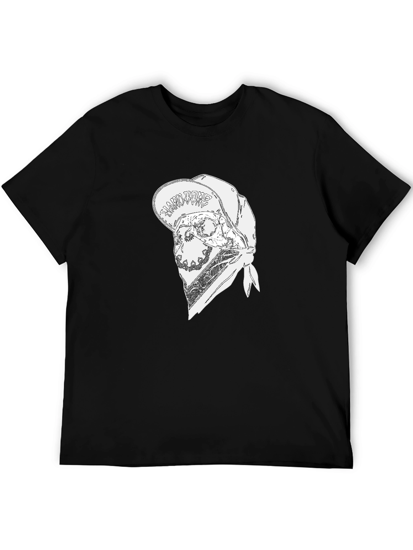 Skull Bandana Graphic Tee - Black