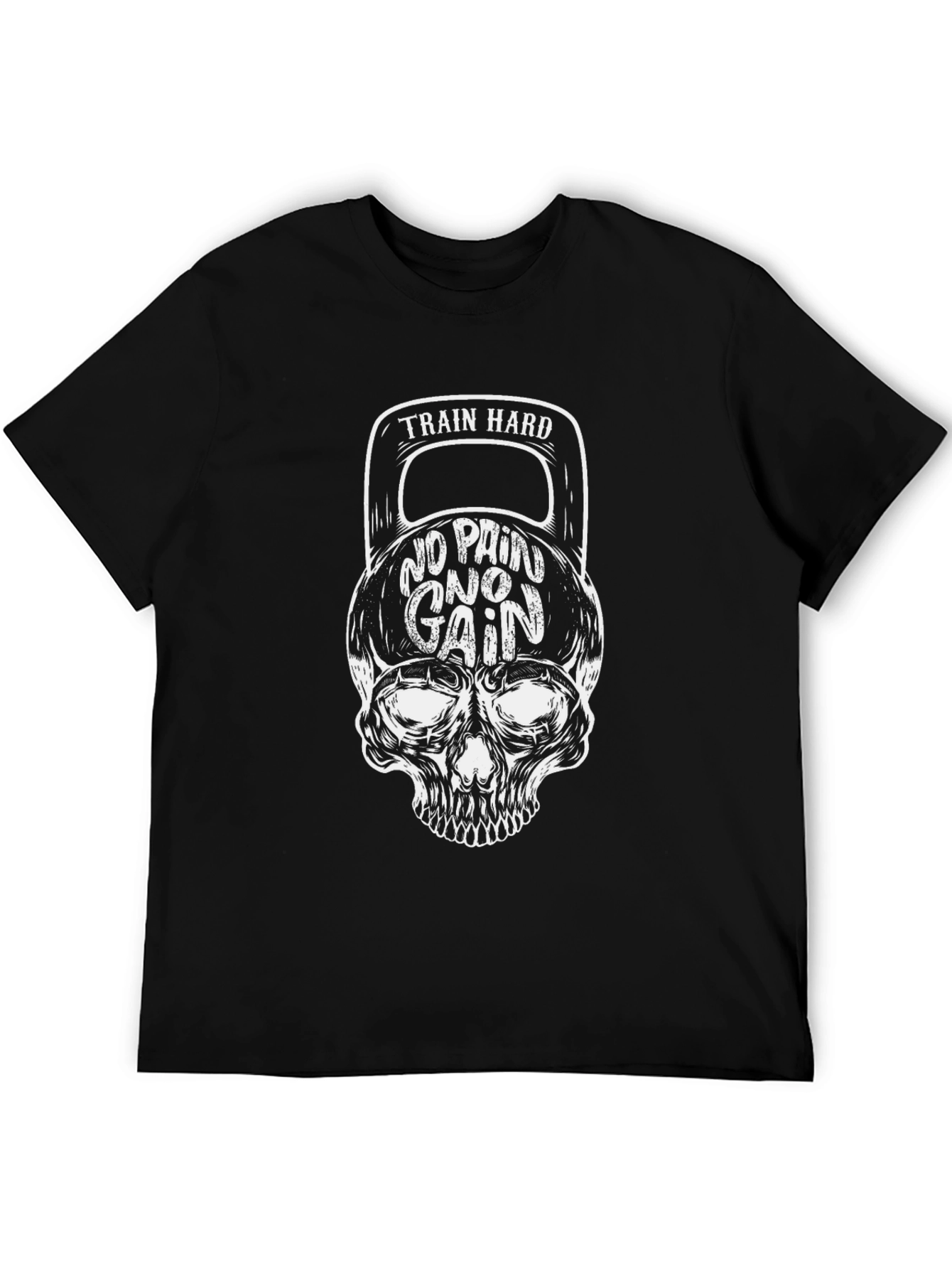 Train Hard Skull Kettlebell Graphic T-Shirt