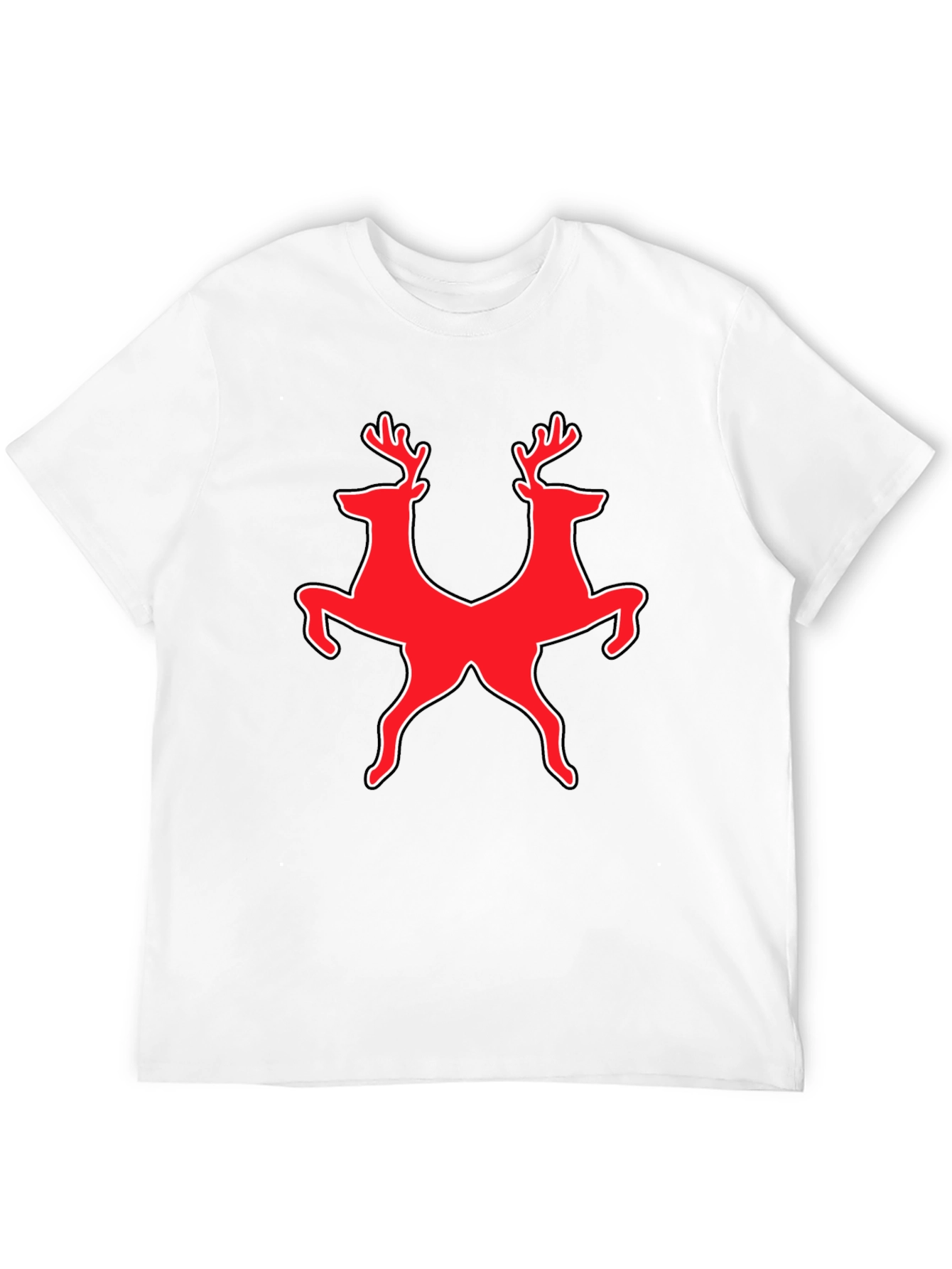 Deer Duo Graphic Tee - Black Cotton Blend Shirt
