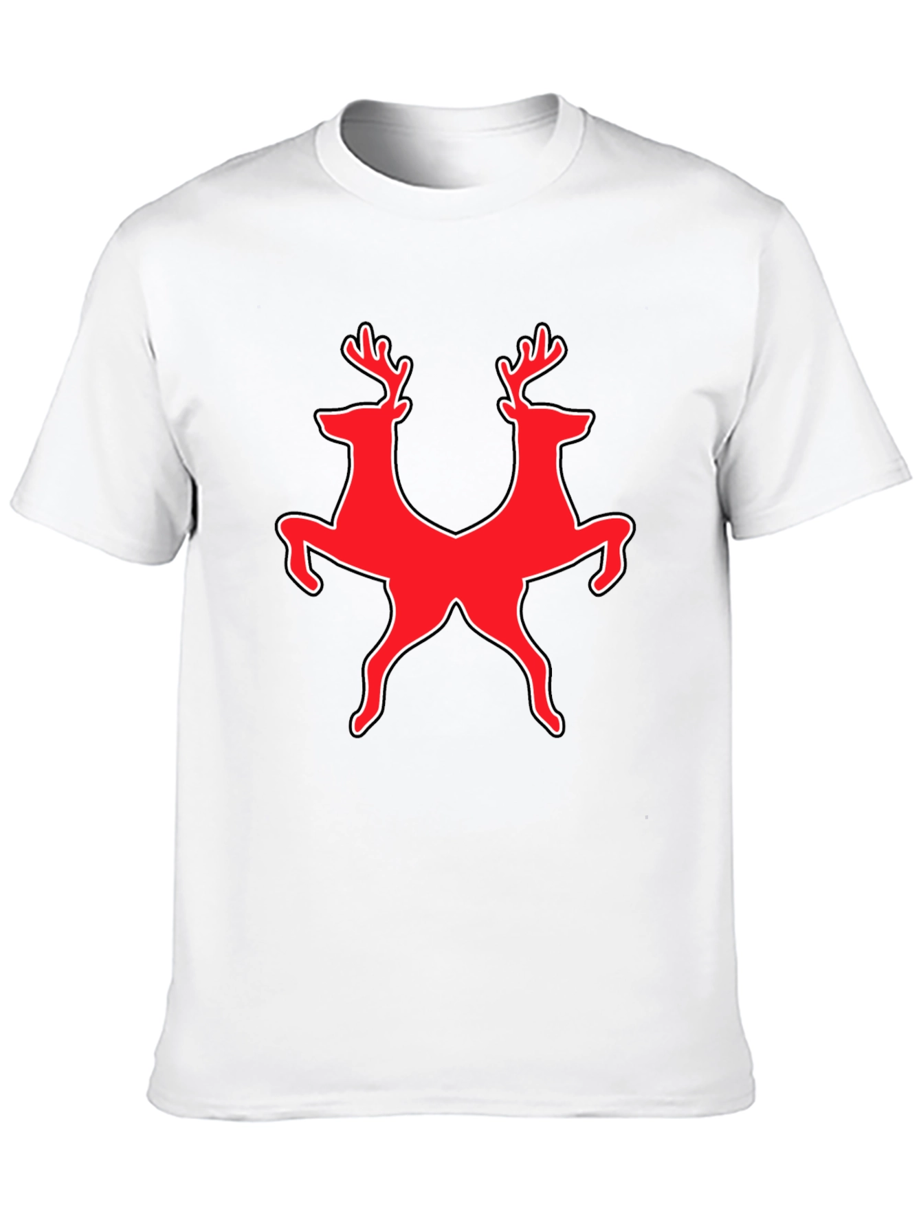 Deer Duo Graphic Tee - Black Cotton Blend Shirt