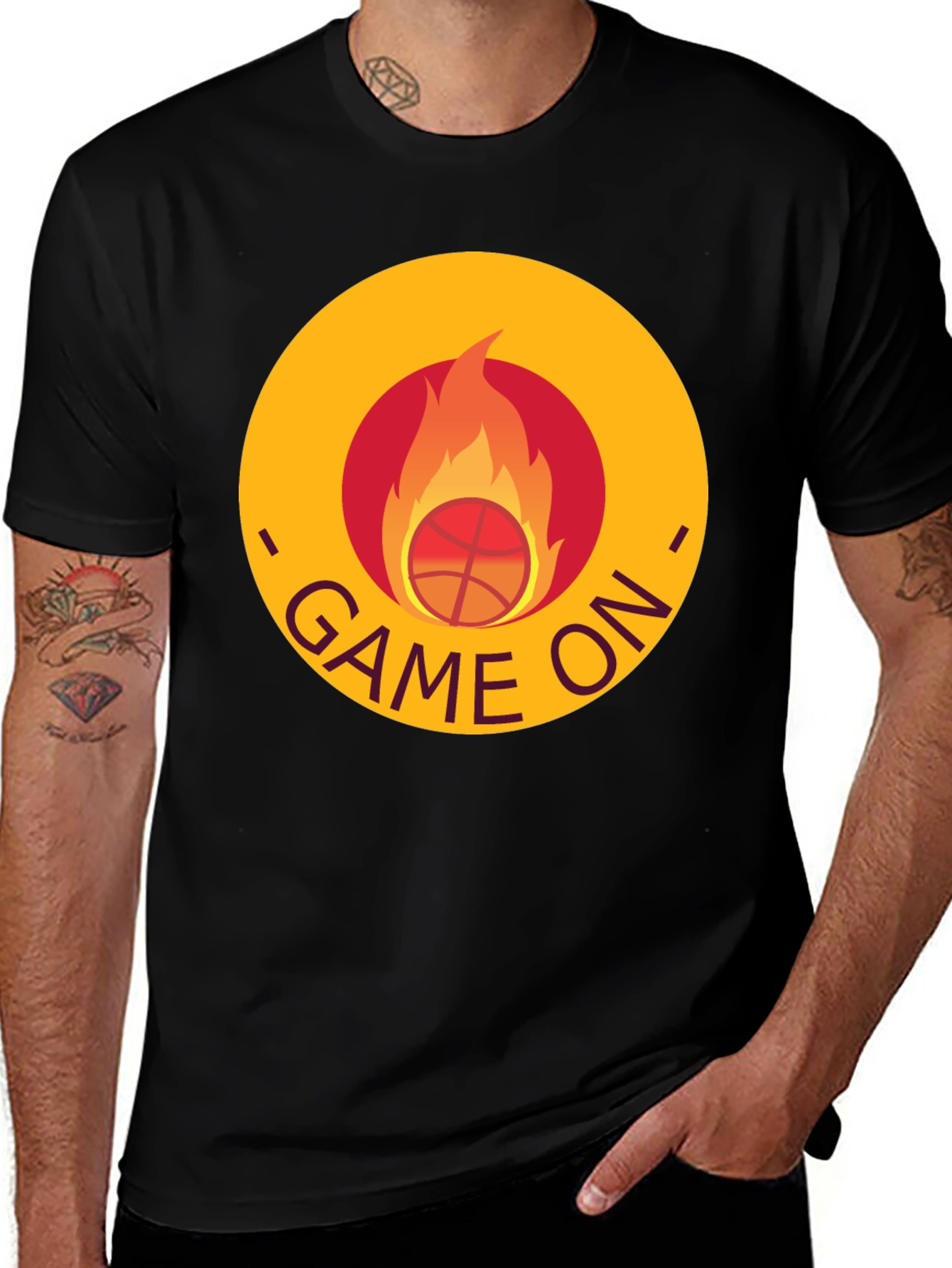 Game On Basketball Flame Graphic Tee